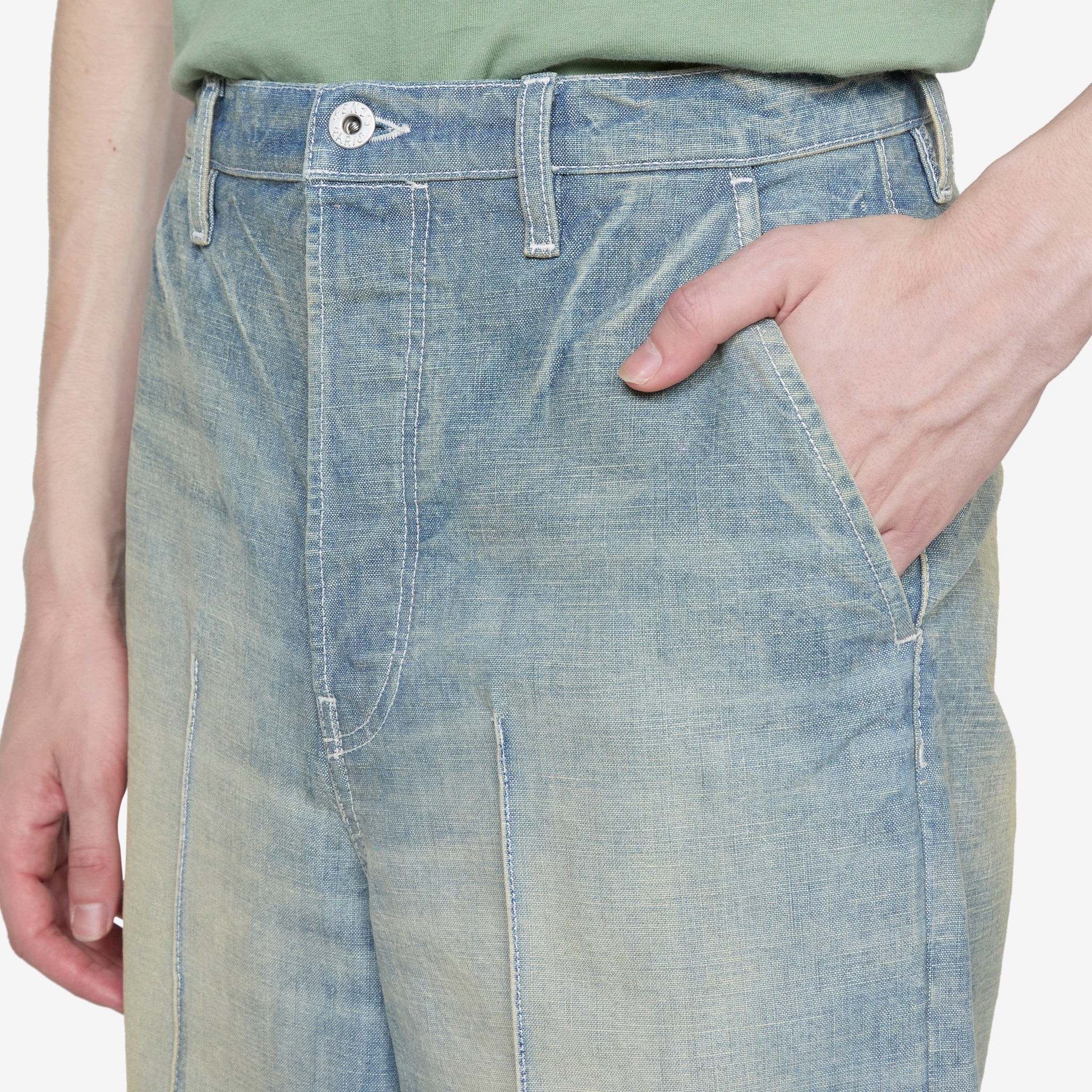 Large Straight Fit Jeans Dirty Denim Stone Blue - Image 4