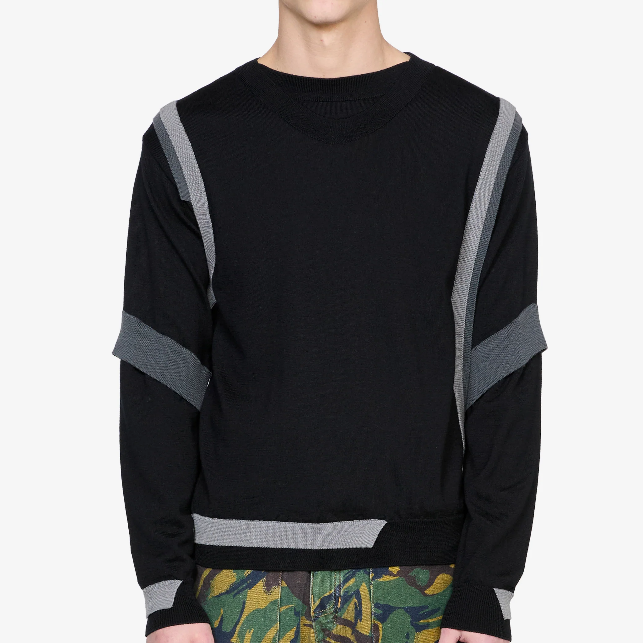 Layered Crewneck Sweater Black - Image 6