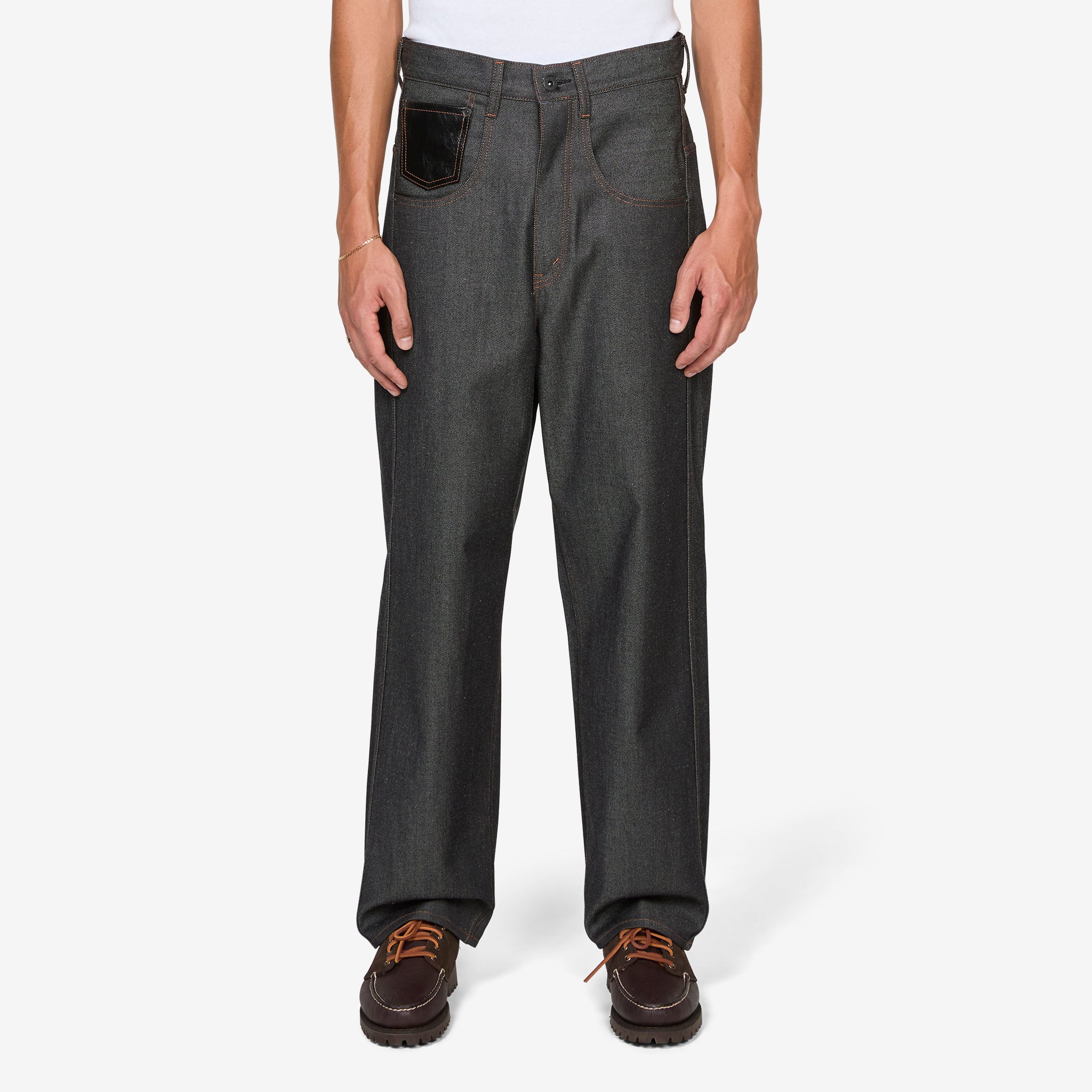 Leather Pocket Jeans Indigo | Black