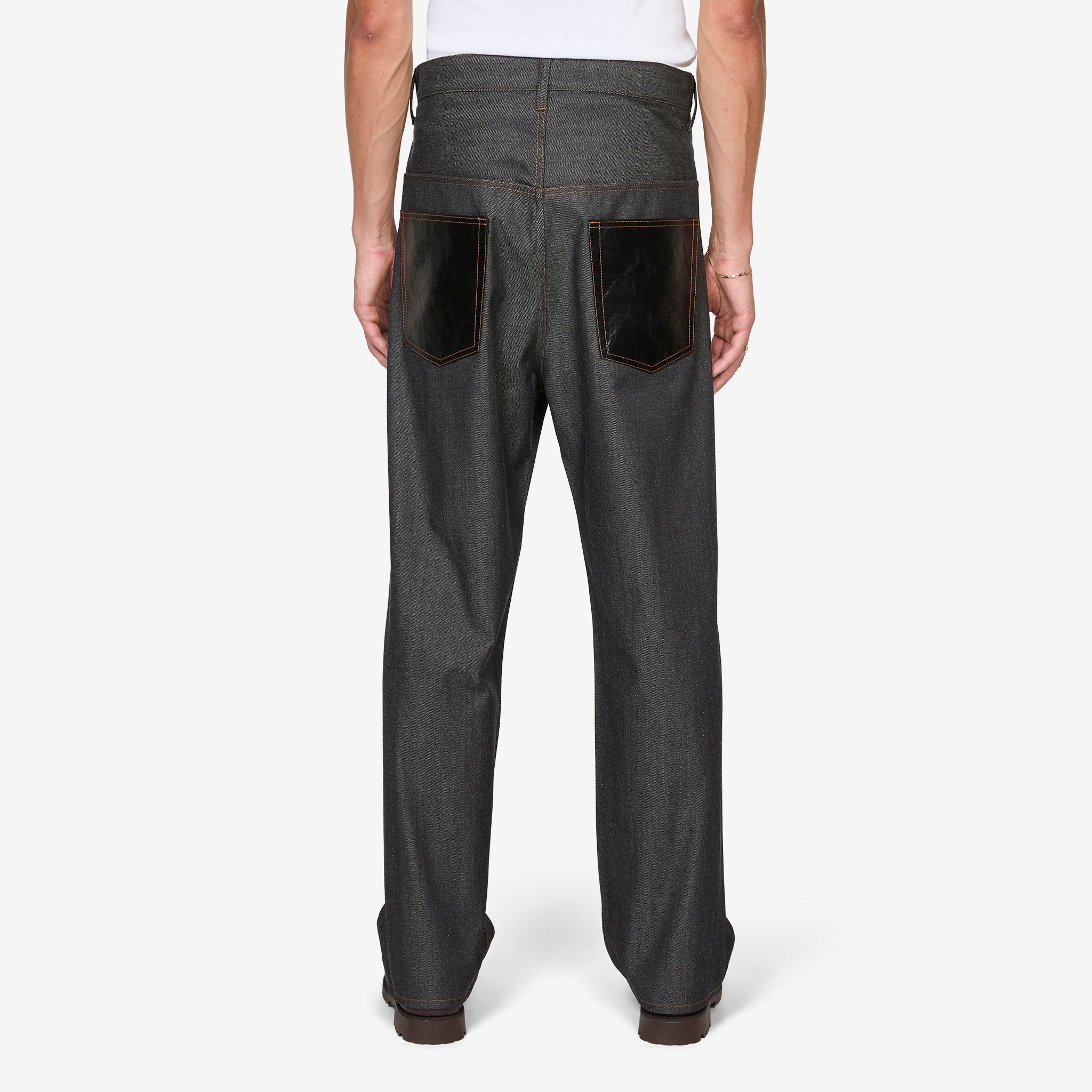 Leather Pocket Jeans Indigo | Black - Image 2