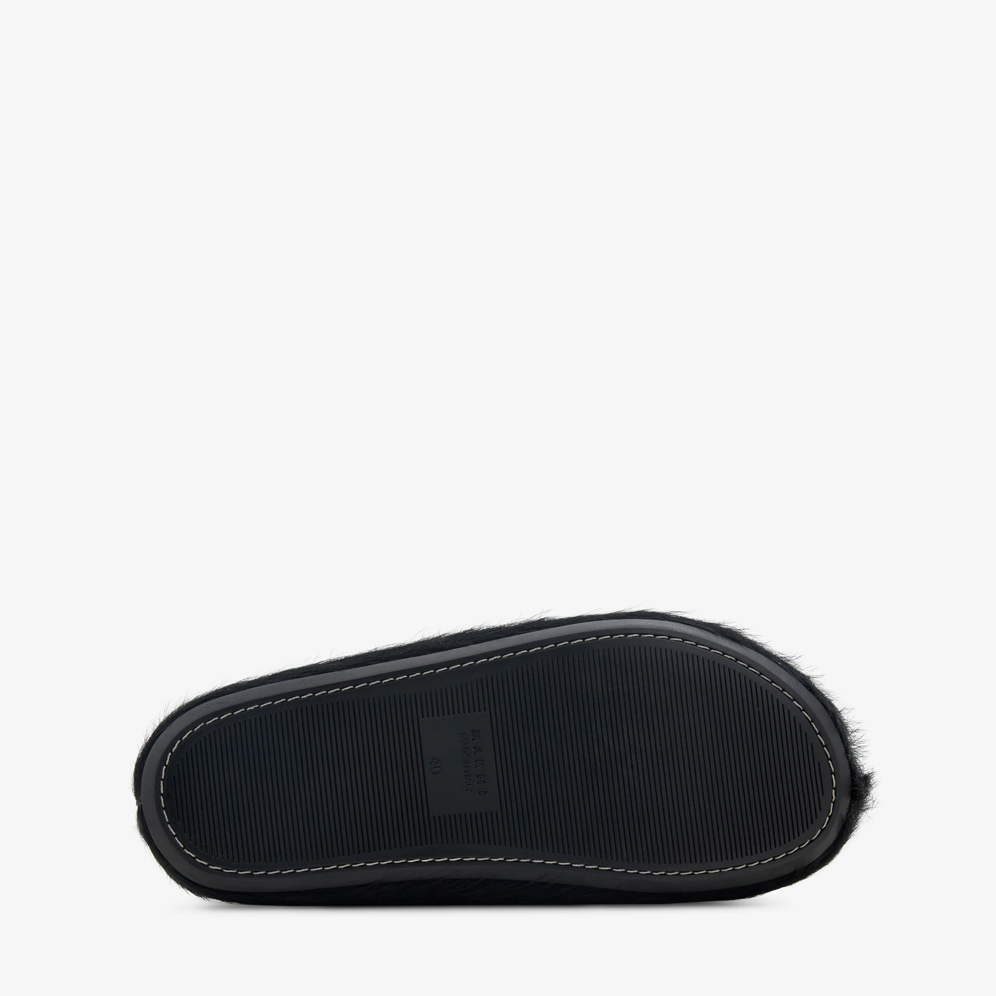 Long Hair Calfskin Fussbett Sabot Black - Image 4