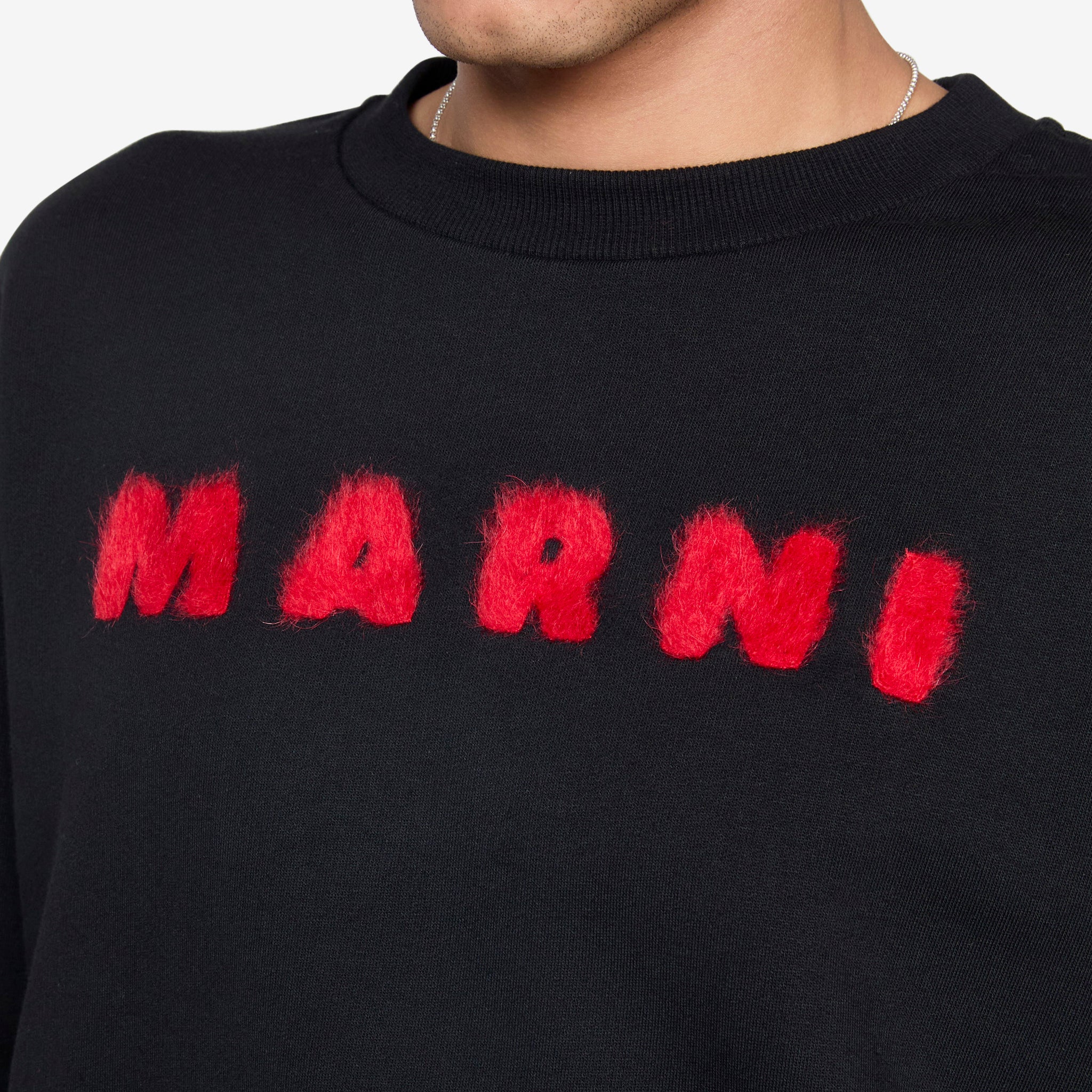 Mohair Patch Logo Sweatshirt Black - Image 2