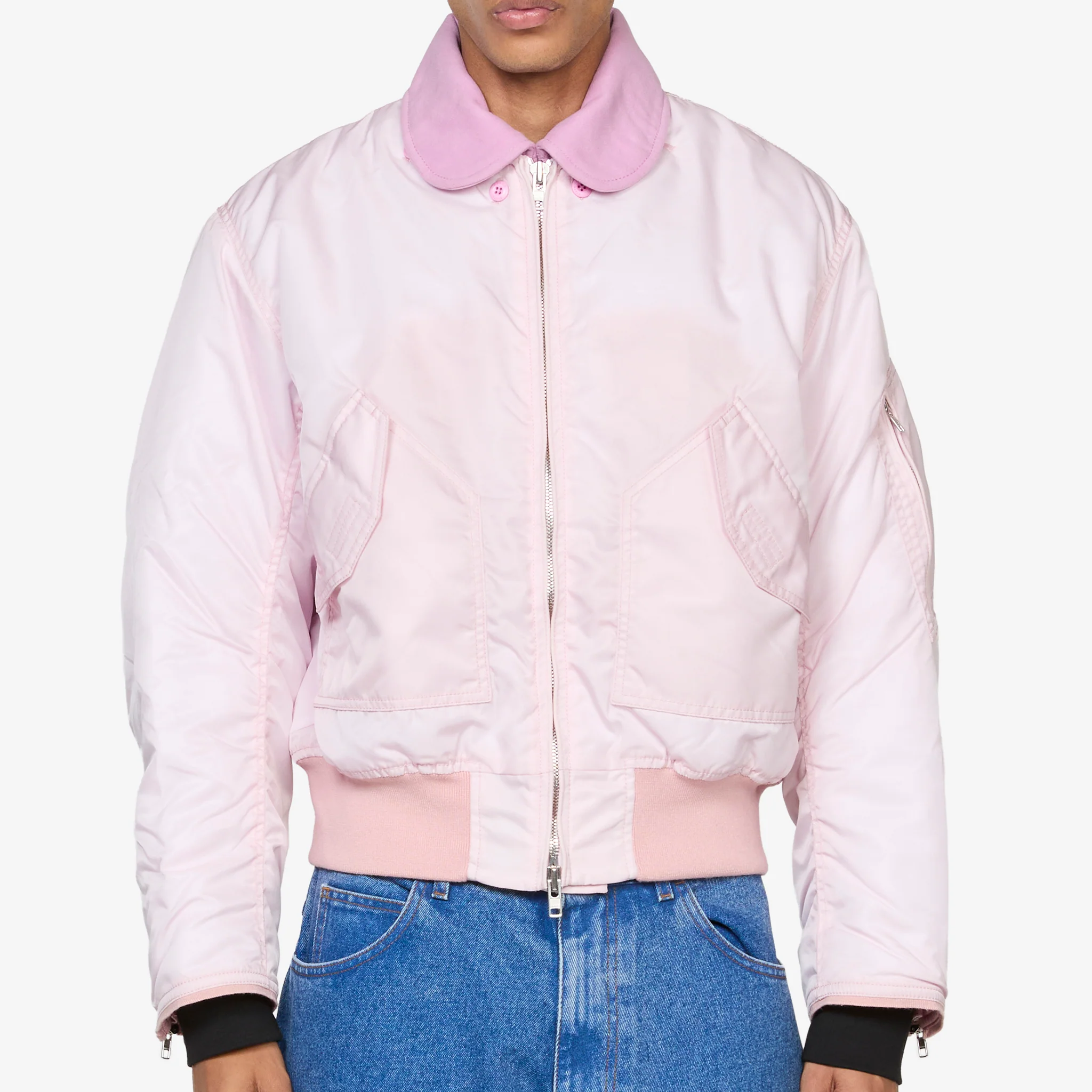 Moleskin Collar Bomber Pastel Pink - Image 6