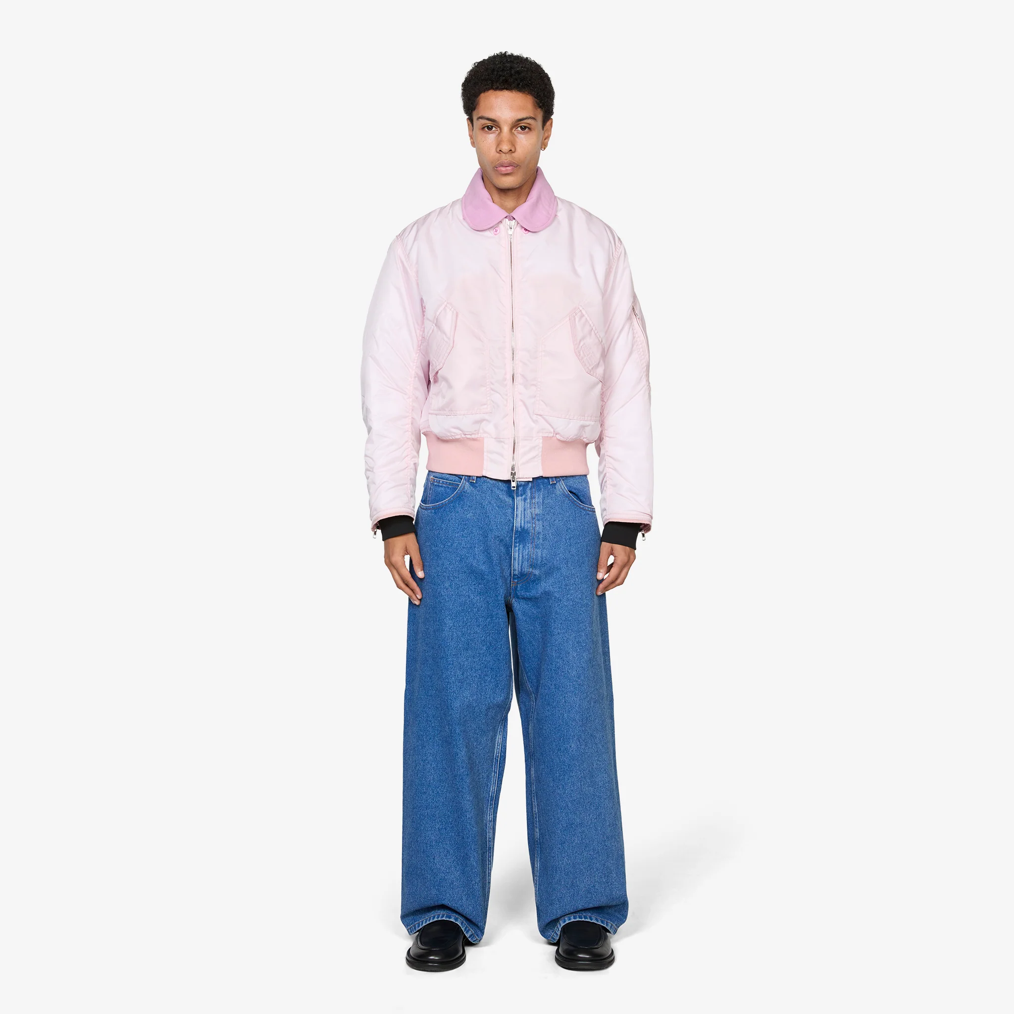 Moleskin Collar Bomber Pastel Pink - Image 7