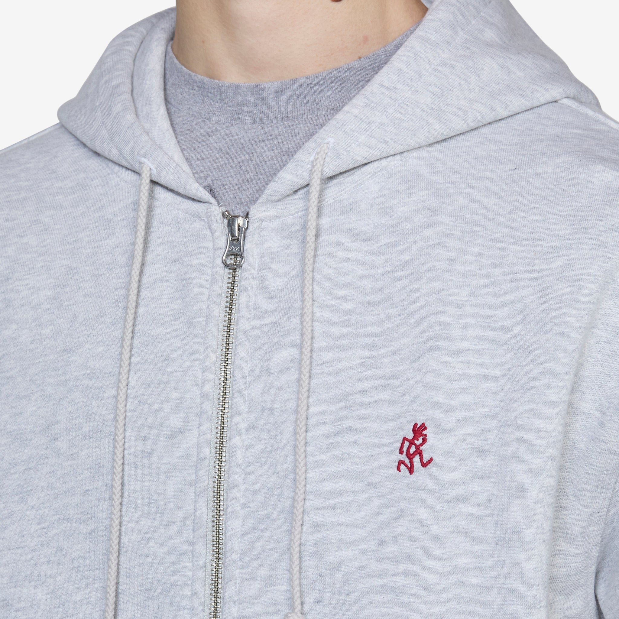 One Point Zip Hooded Sweatshirt Heather Ash - Image 2