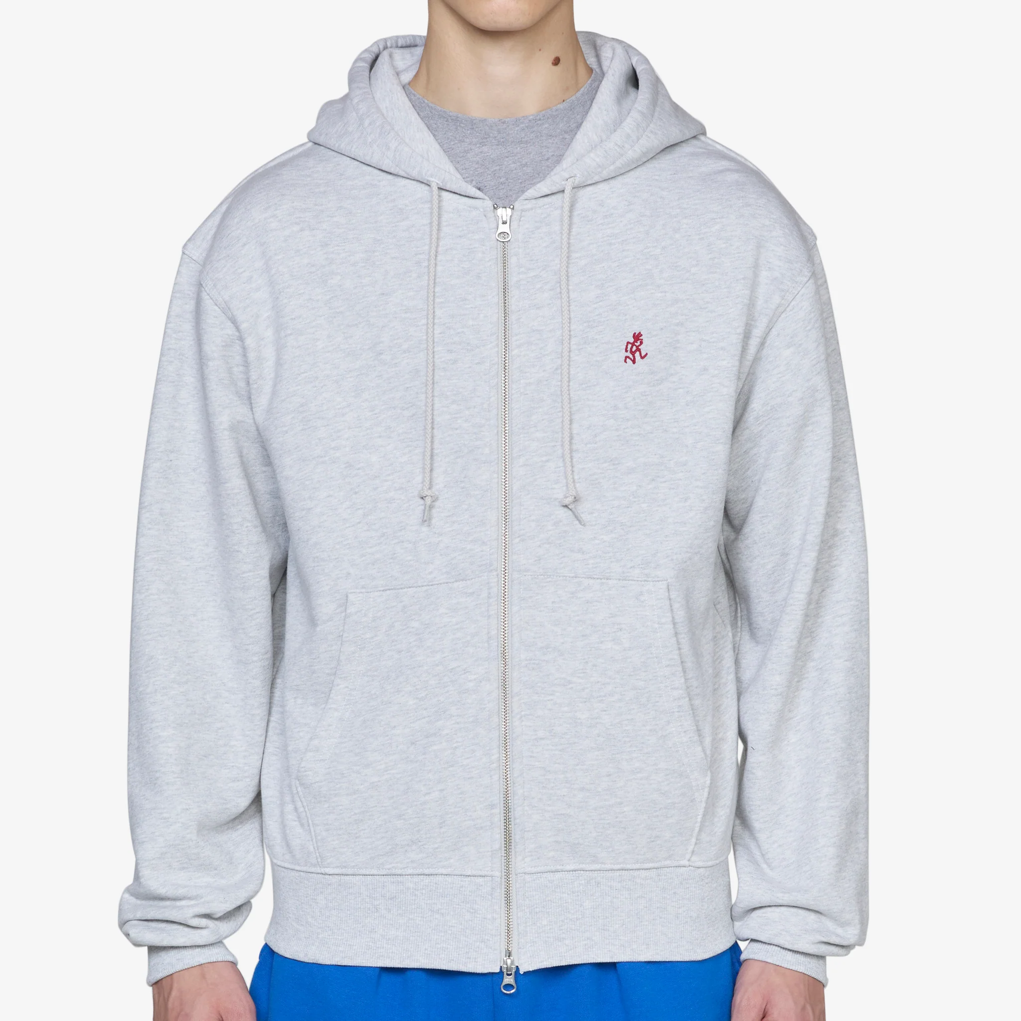 One Point Zip Hooded Sweatshirt Heather Ash - Image 6