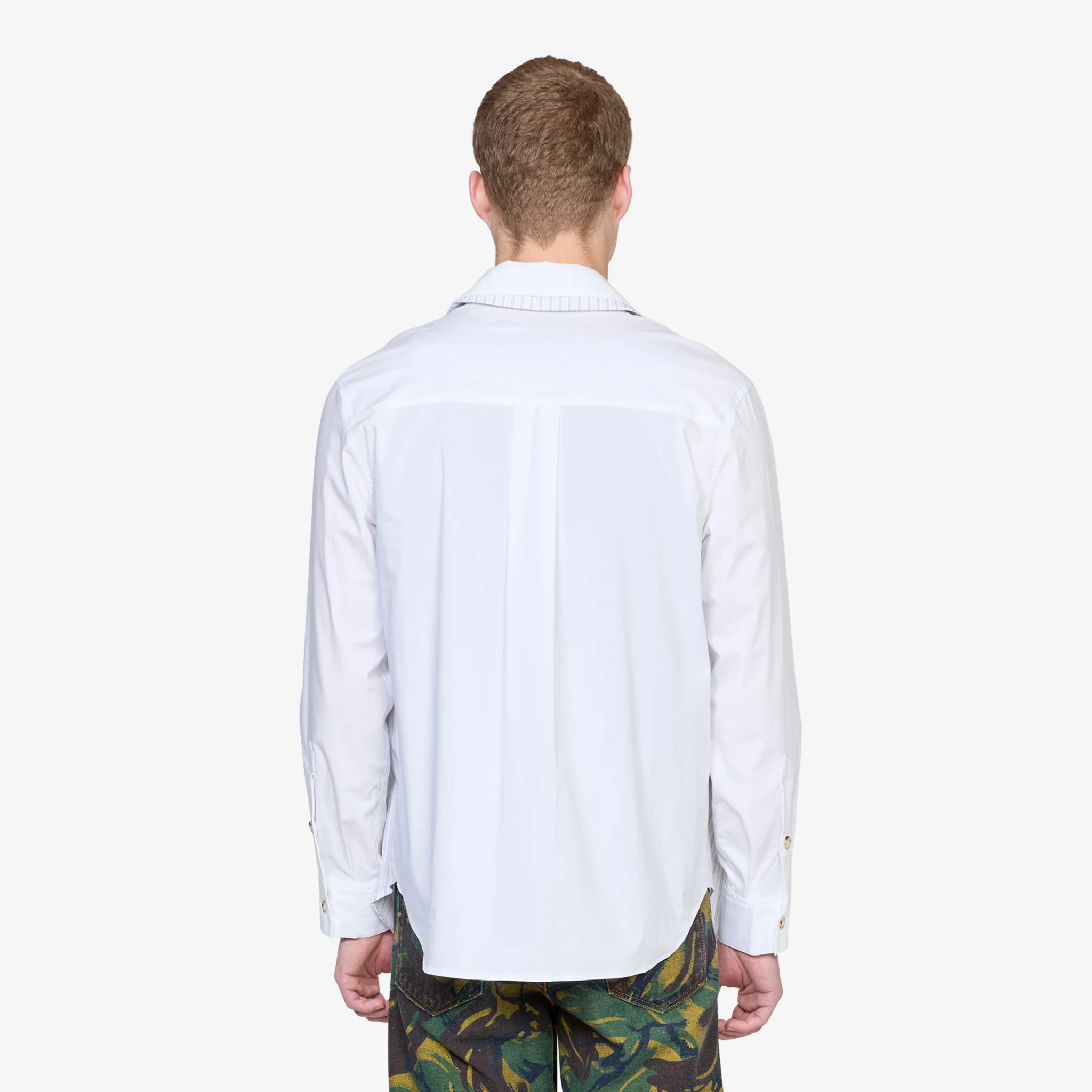 Open Collar Layered Shirt White - Image 5