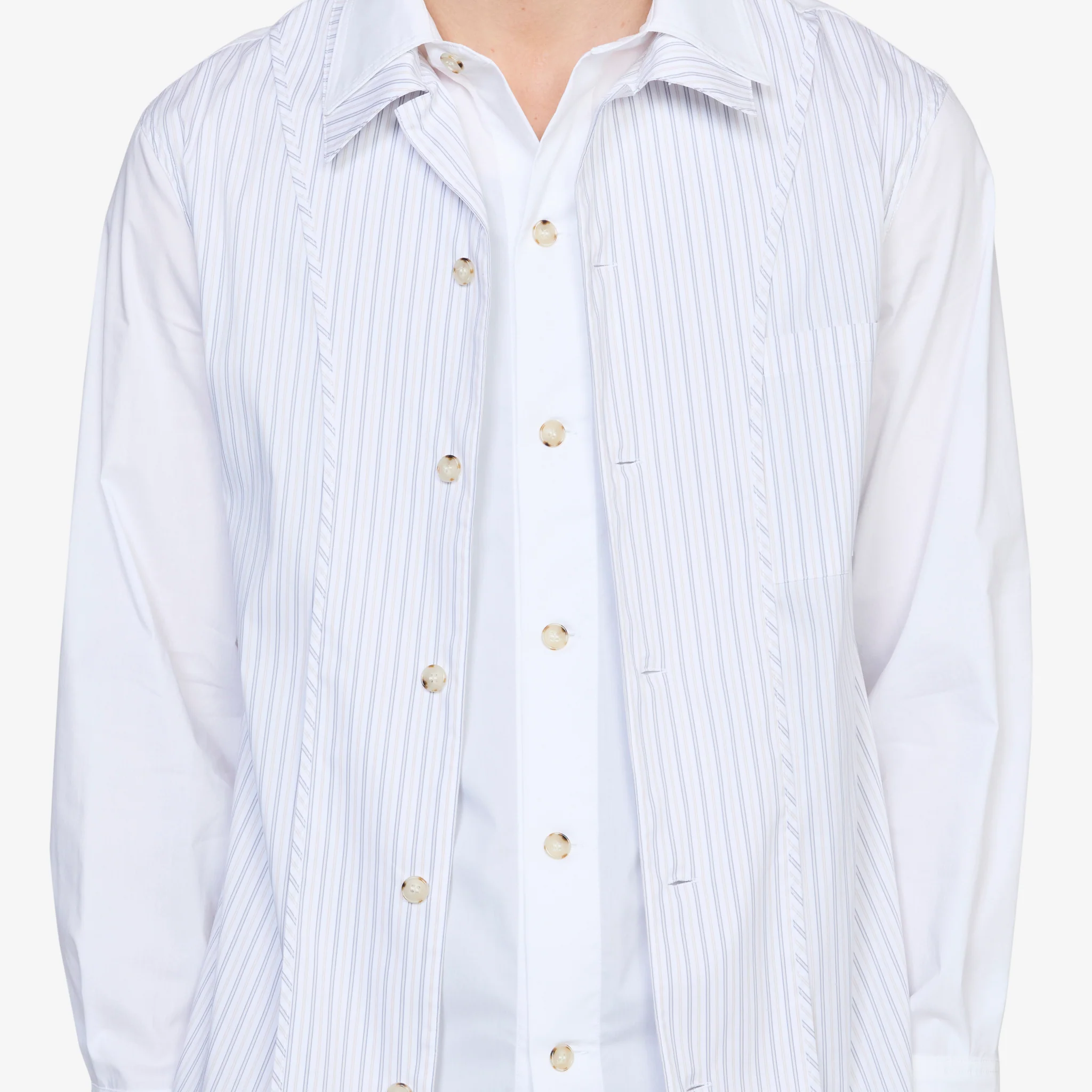 Open Collar Layered Shirt White - Image 7