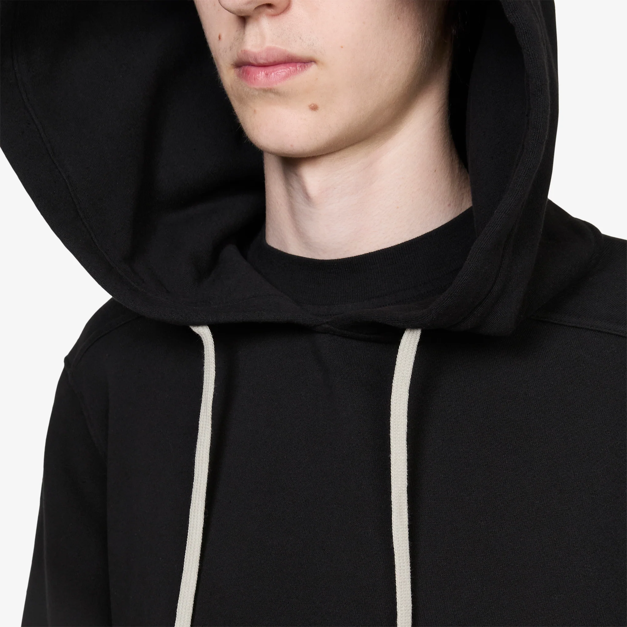 Oversized Hoodie Black Heavy Weight Slub Felpa - Image 3