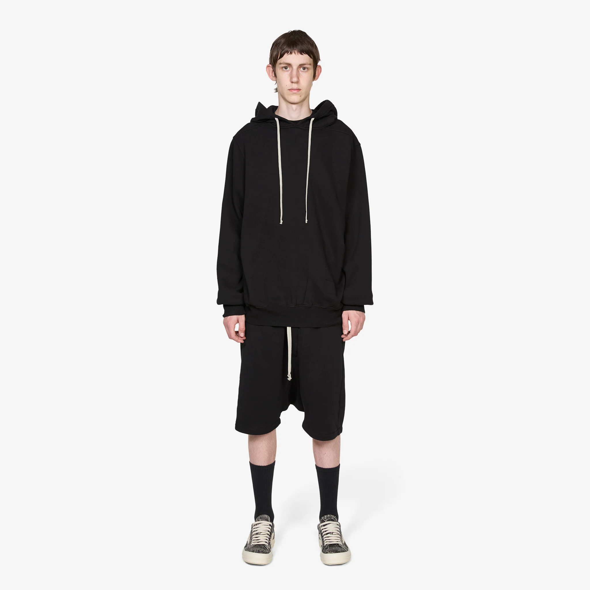 Oversized Hoodie Black Heavy Weight Slub Felpa - Image 4