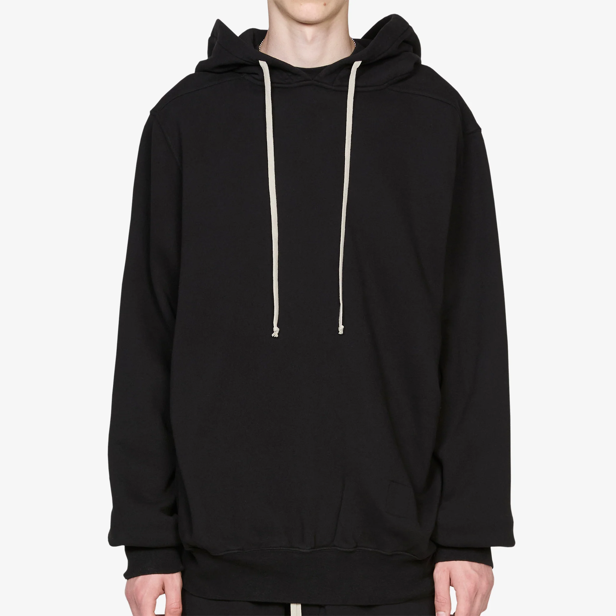 Oversized Hoodie Black Heavy Weight Slub Felpa - Image 5