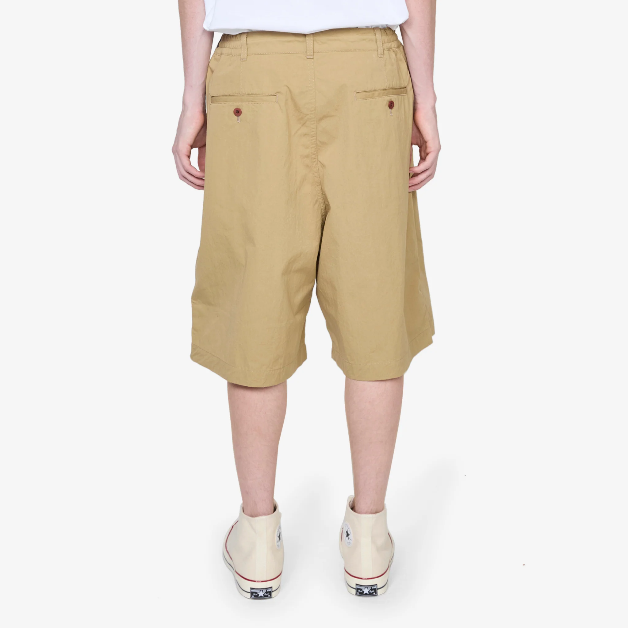 Pleated Wide Leg Shorts Beige - Image 3