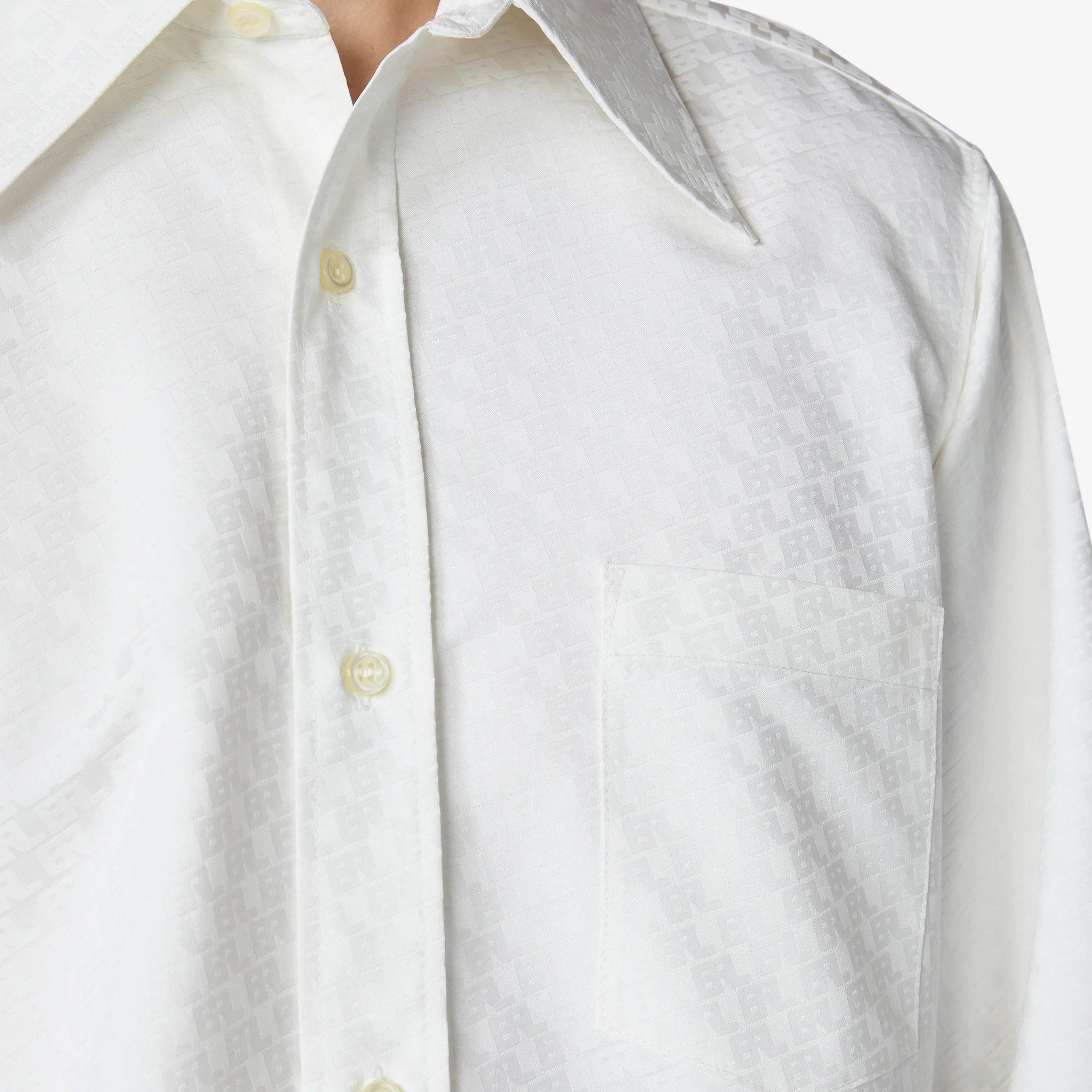 Printed Button Up Shirt Natural White - Image 6