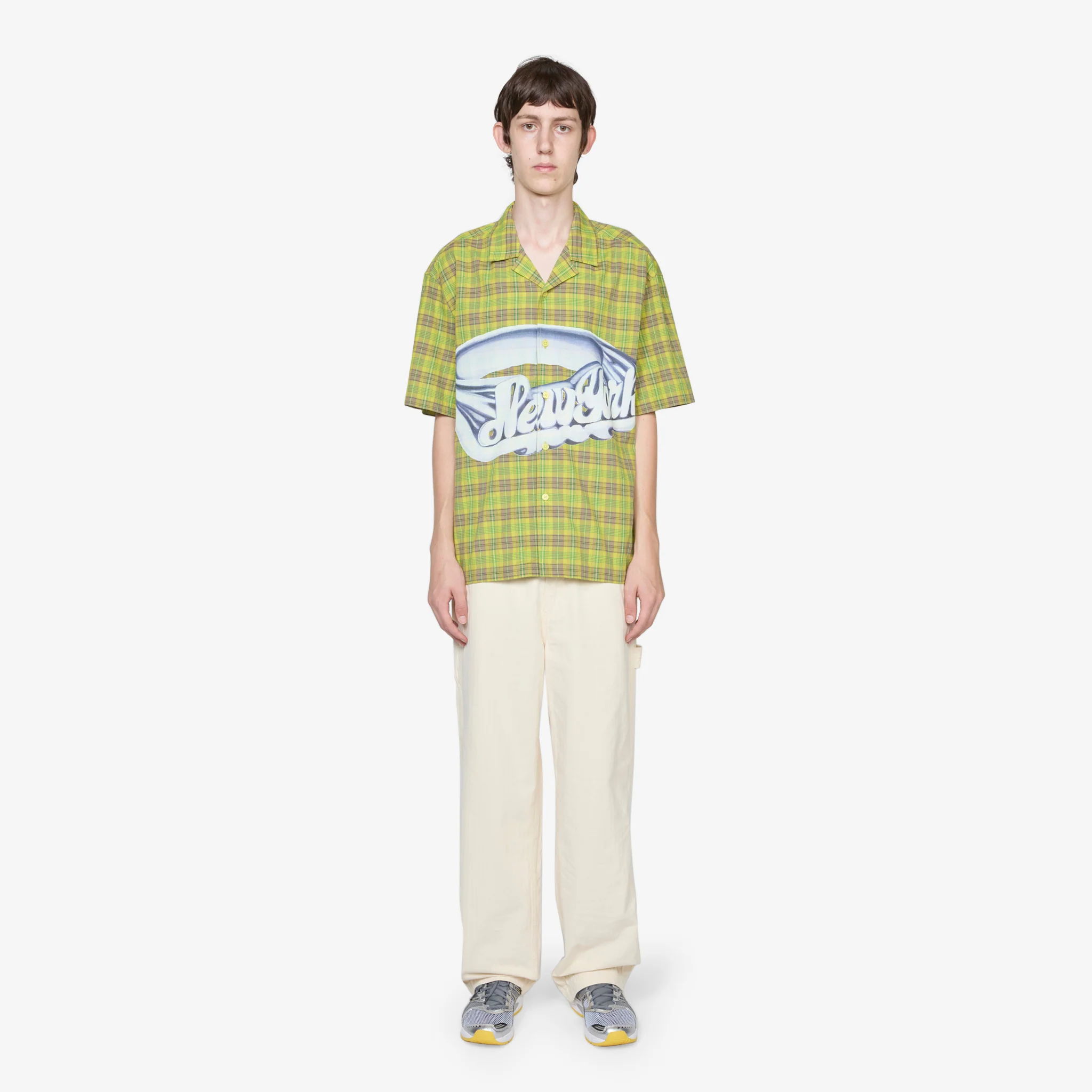 Printed Camp Collar Shirt Green - Image 4