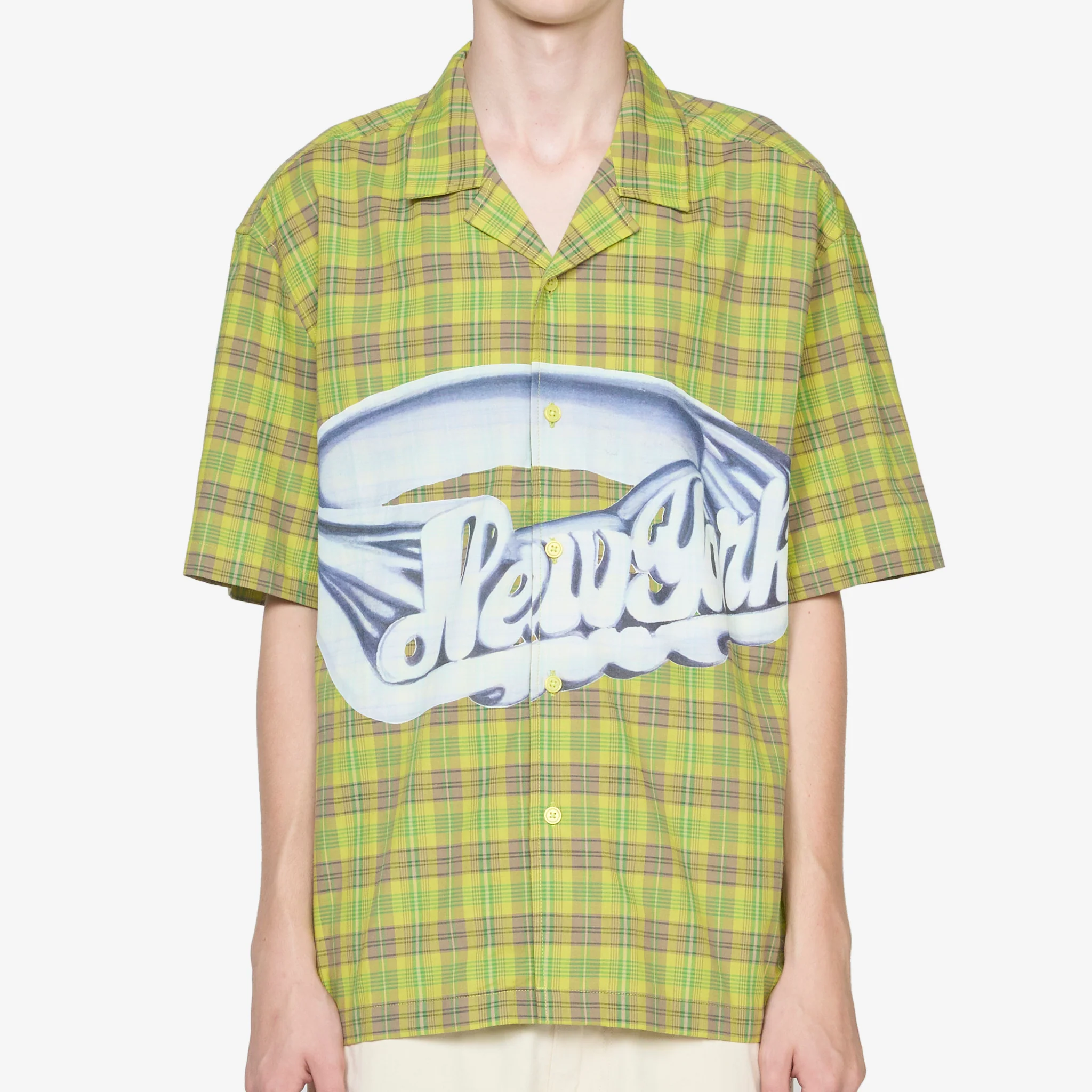 Printed Camp Collar Shirt Green - Image 5