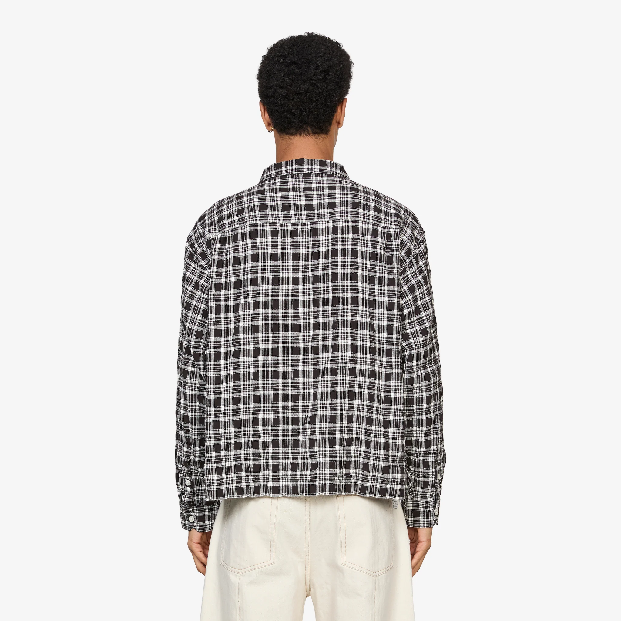 Quarter Zip Shirt Coffee Textured Plaid - Image 3