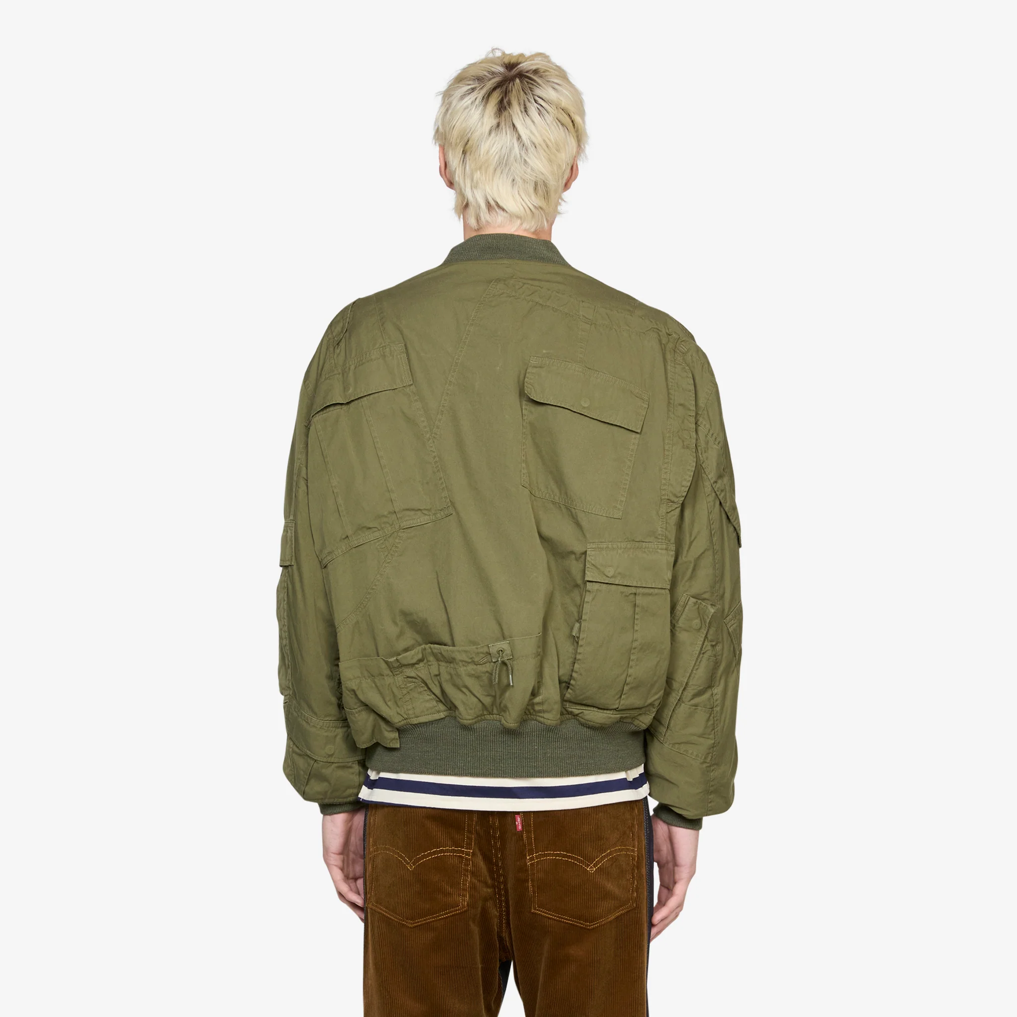 Rebuild By Needles Multi Pocket Bomber Jacket Khaki - Image 2
