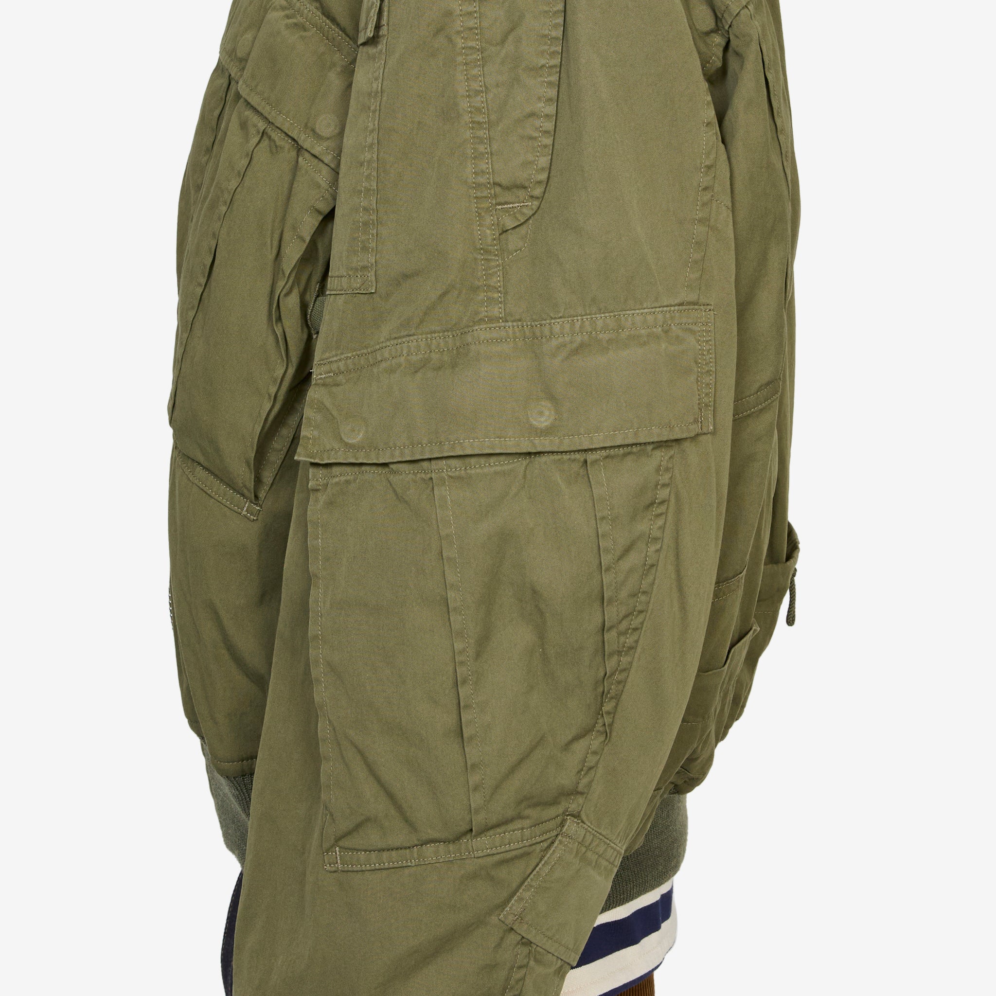 Rebuild By Needles Multi Pocket Bomber Jacket Khaki - Image 4