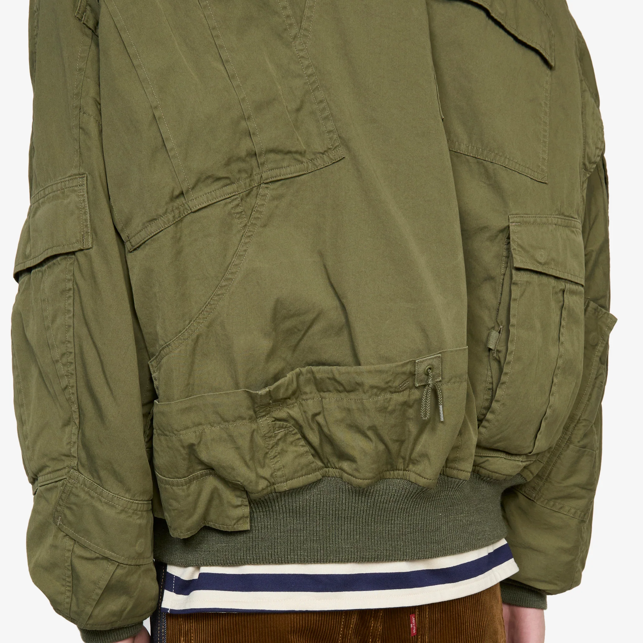 Rebuild By Needles Multi Pocket Bomber Jacket Khaki - Image 5
