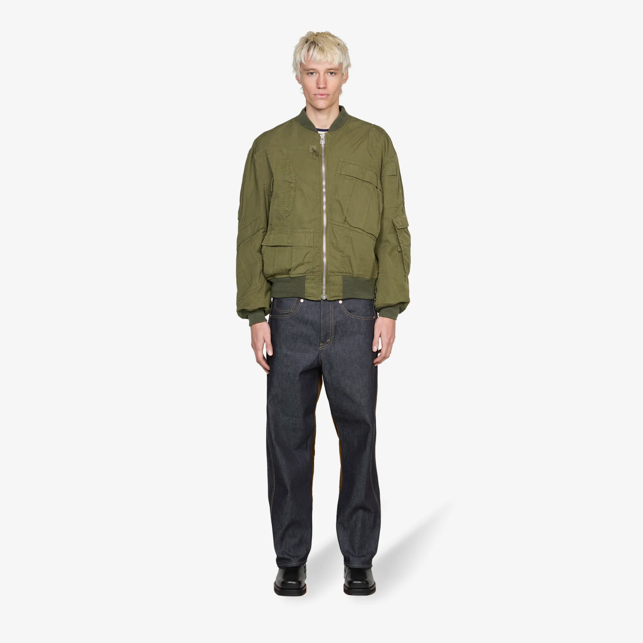 Rebuild By Needles Multi Pocket Bomber Jacket Khaki - Image 7