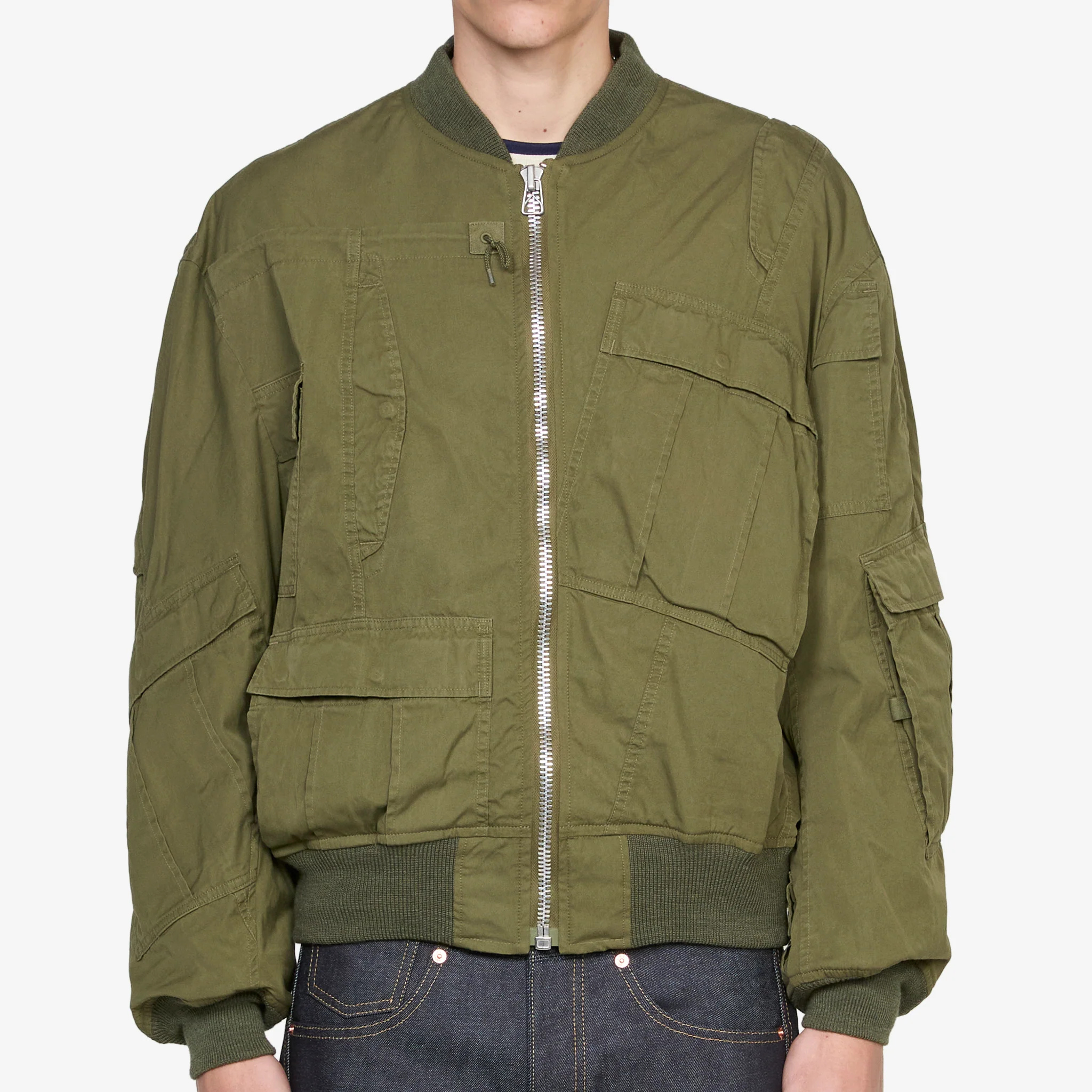 Rebuild By Needles Multi Pocket Bomber Jacket Khaki - Image 8