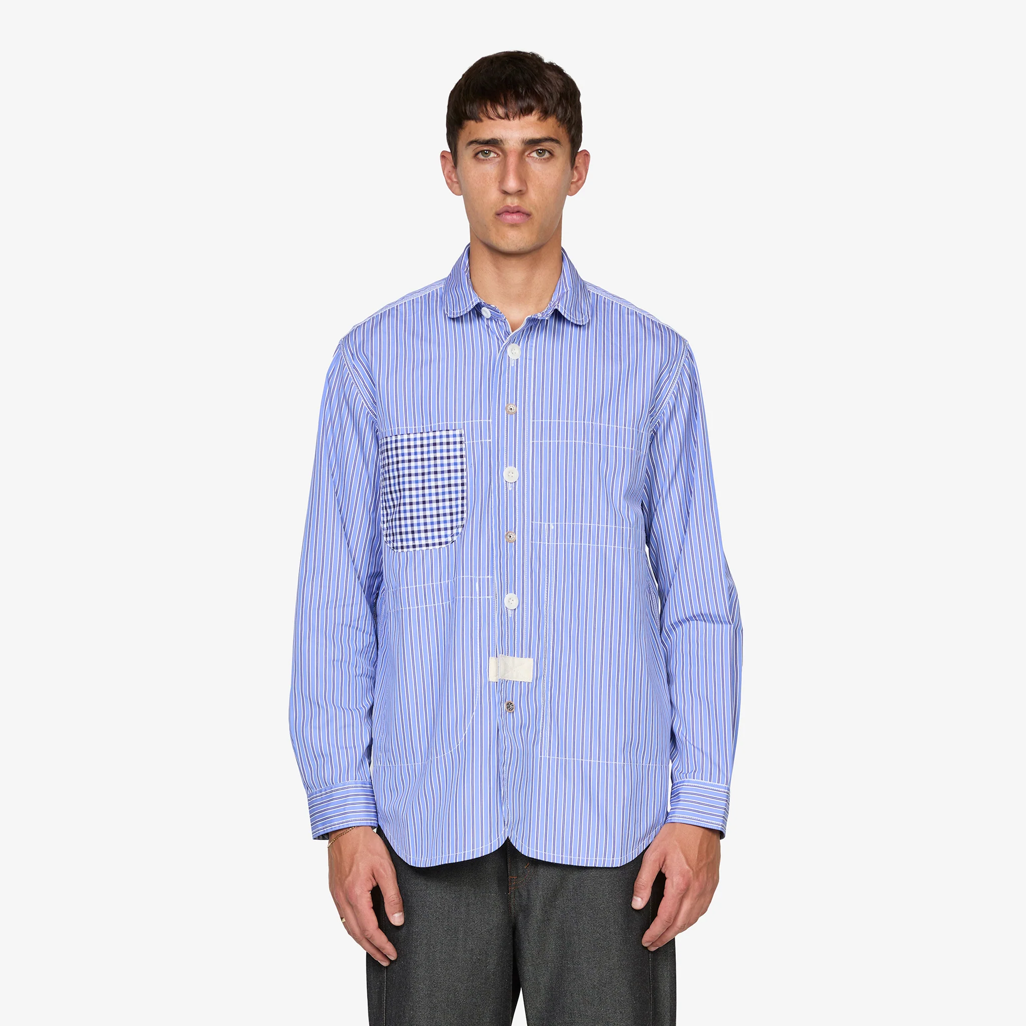 Reversible Patchwork Shirt Navy | Sax | White Mix