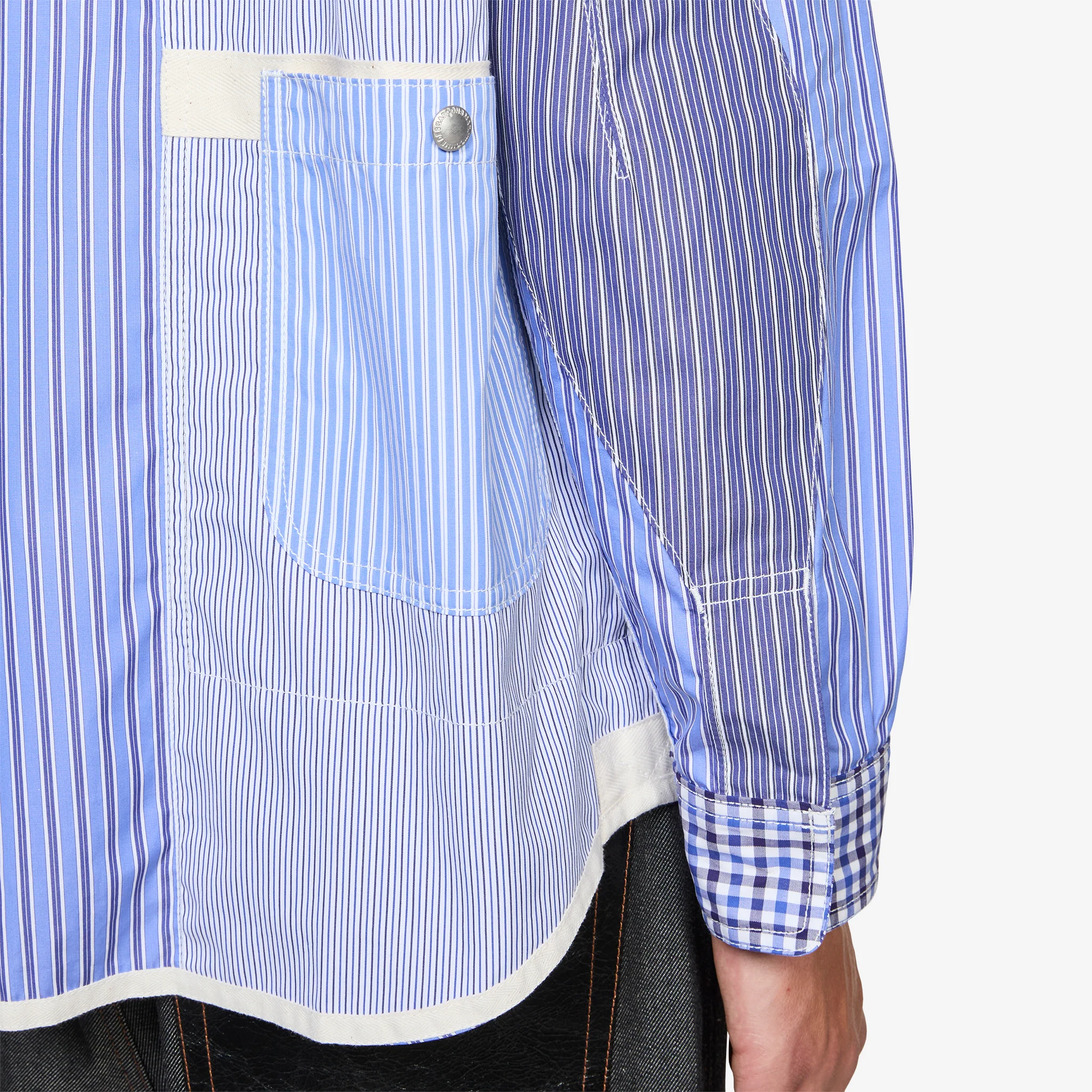 Reversible Patchwork Shirt Navy | Sax | White Mix - Image 5