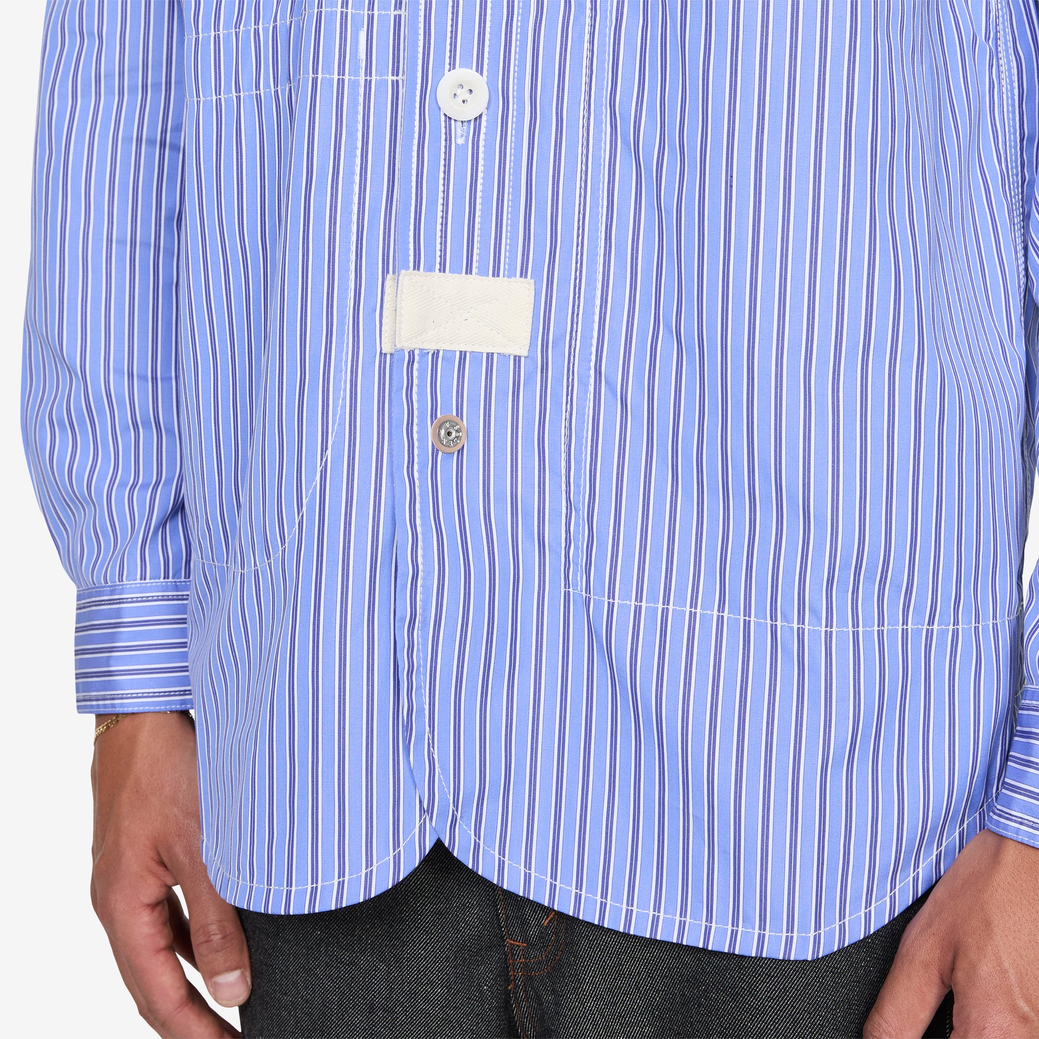Reversible Patchwork Shirt Navy | Sax | White Mix - Image 8