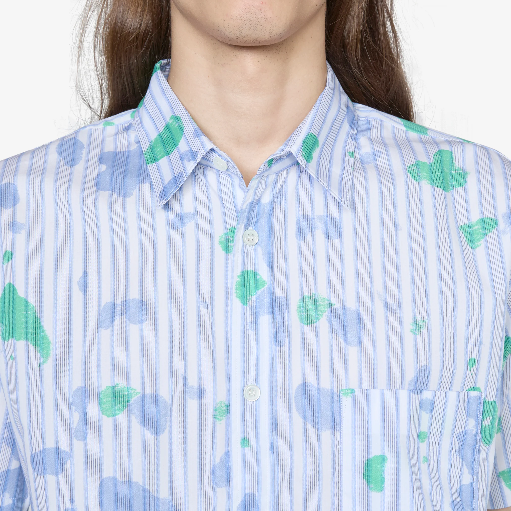 Short Sleeve Spray Paint Shirt Stripe - Image 5