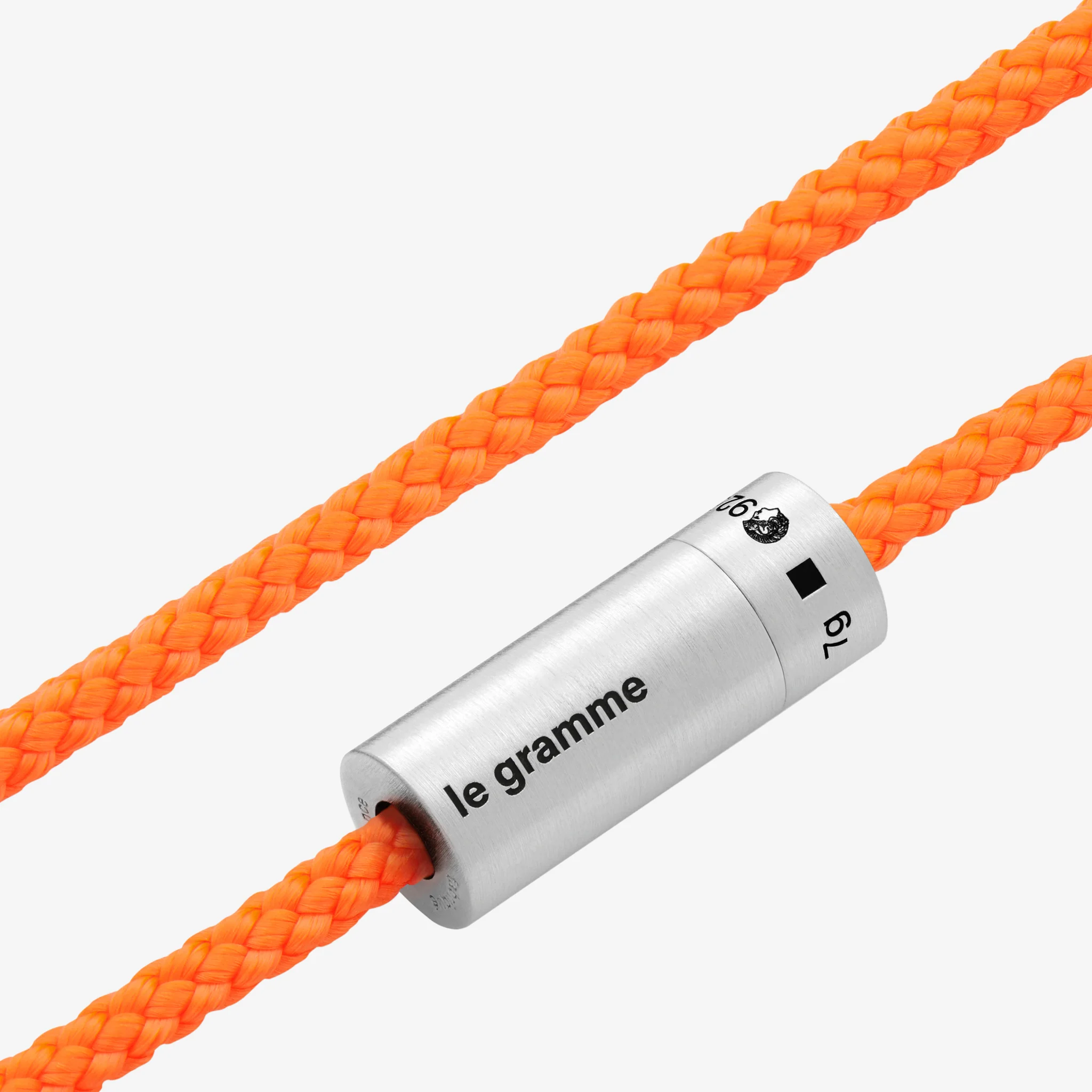 7g Brushed Sterling Silver & Orange Fluro Polyester Nato Cable Bracelet - Image 3