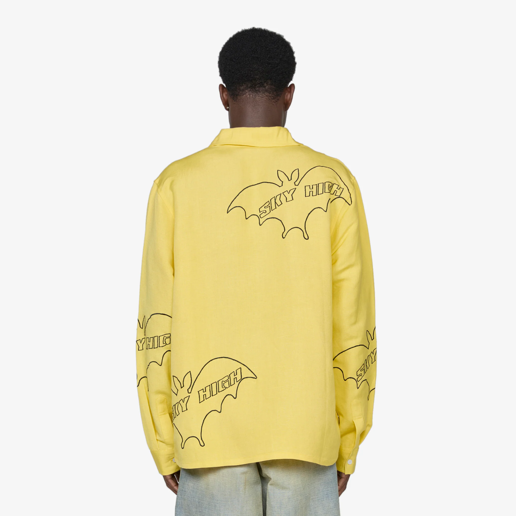 Sky High Bat Embroidered Shirt Yellow - Image 4