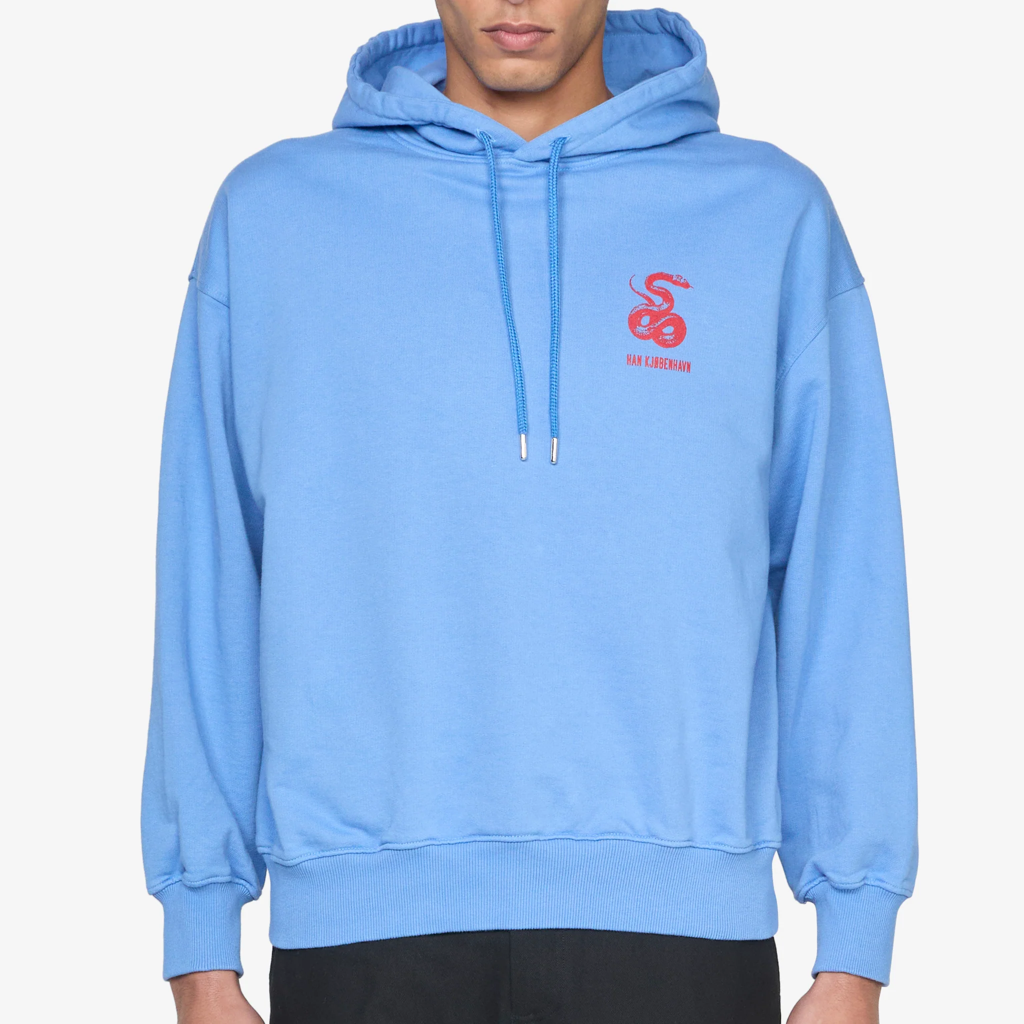 Snake Logo Oversized Hoodie Dusty Blue - Image 3