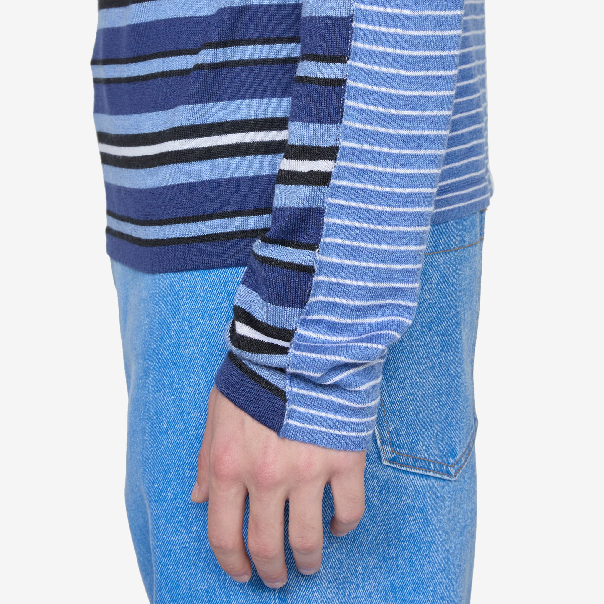 Striped Boat Neck Sweater Ink - Image 4