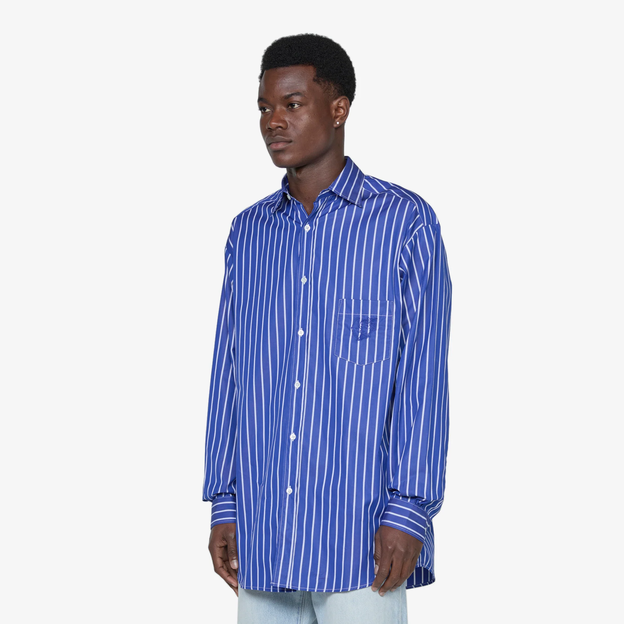 Striped Button Down Shirt Blue Stripe - Image 4