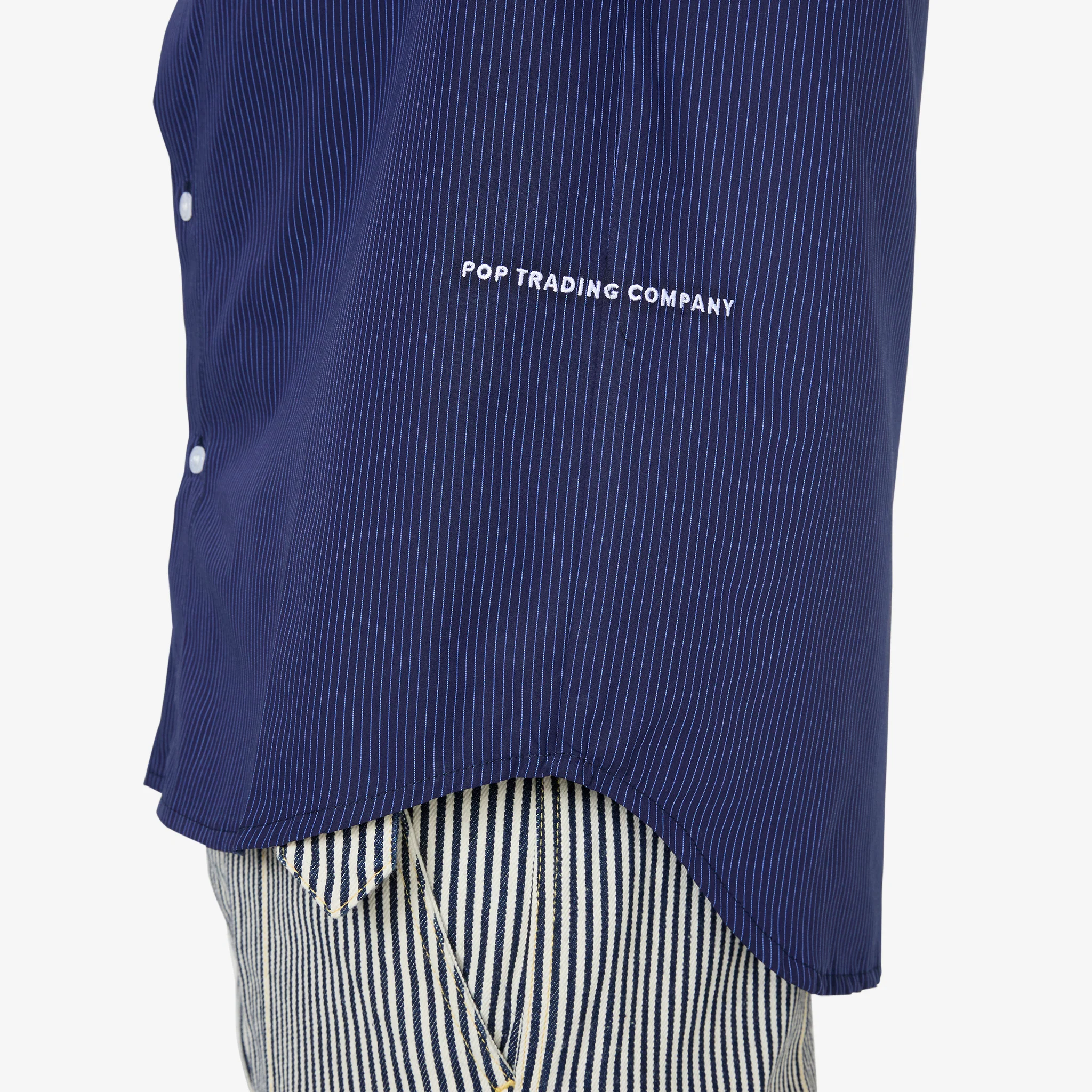 Striped Logo Shirt Navy - Image 3