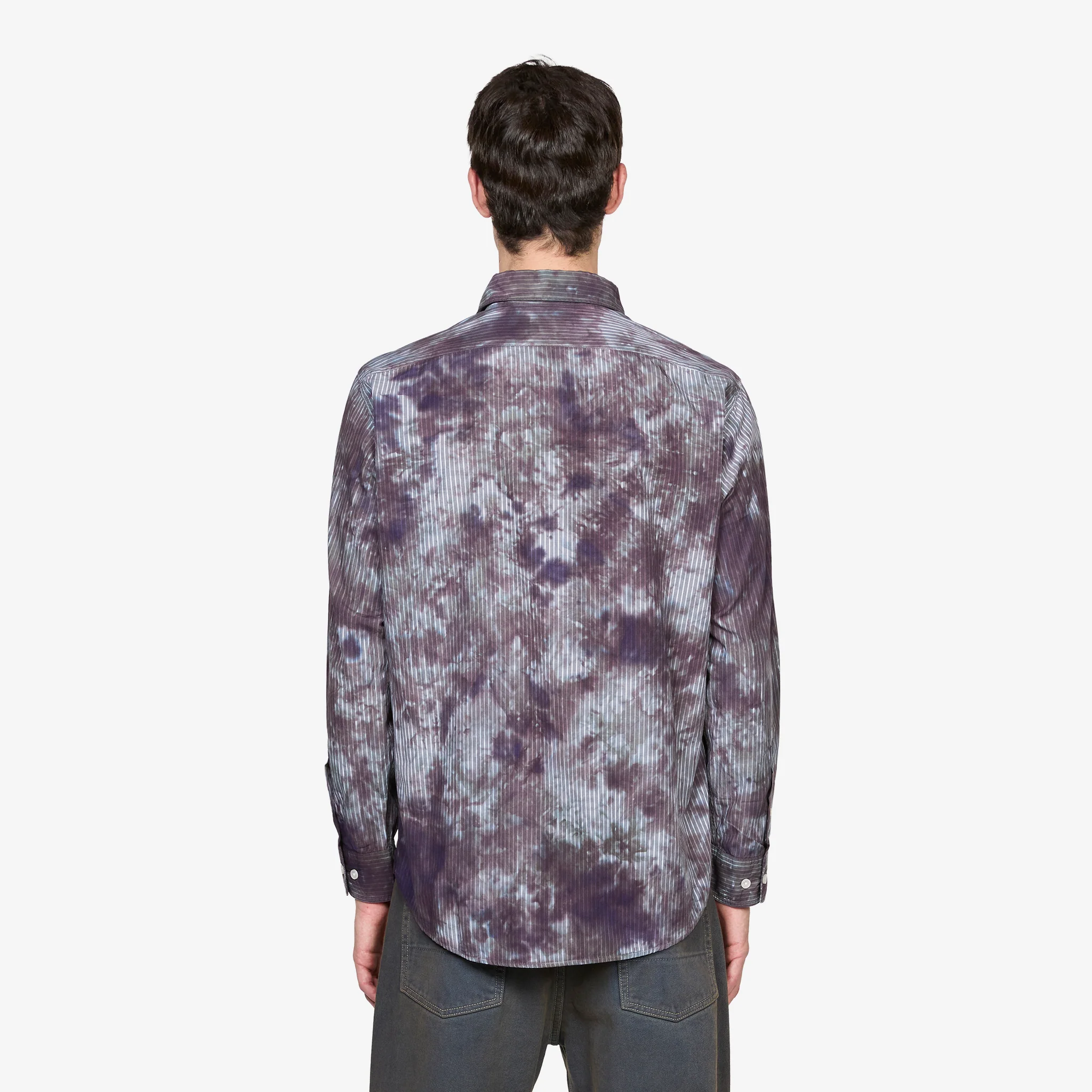 Tie Dye Stripe Poplin Shirt Black - Image 3