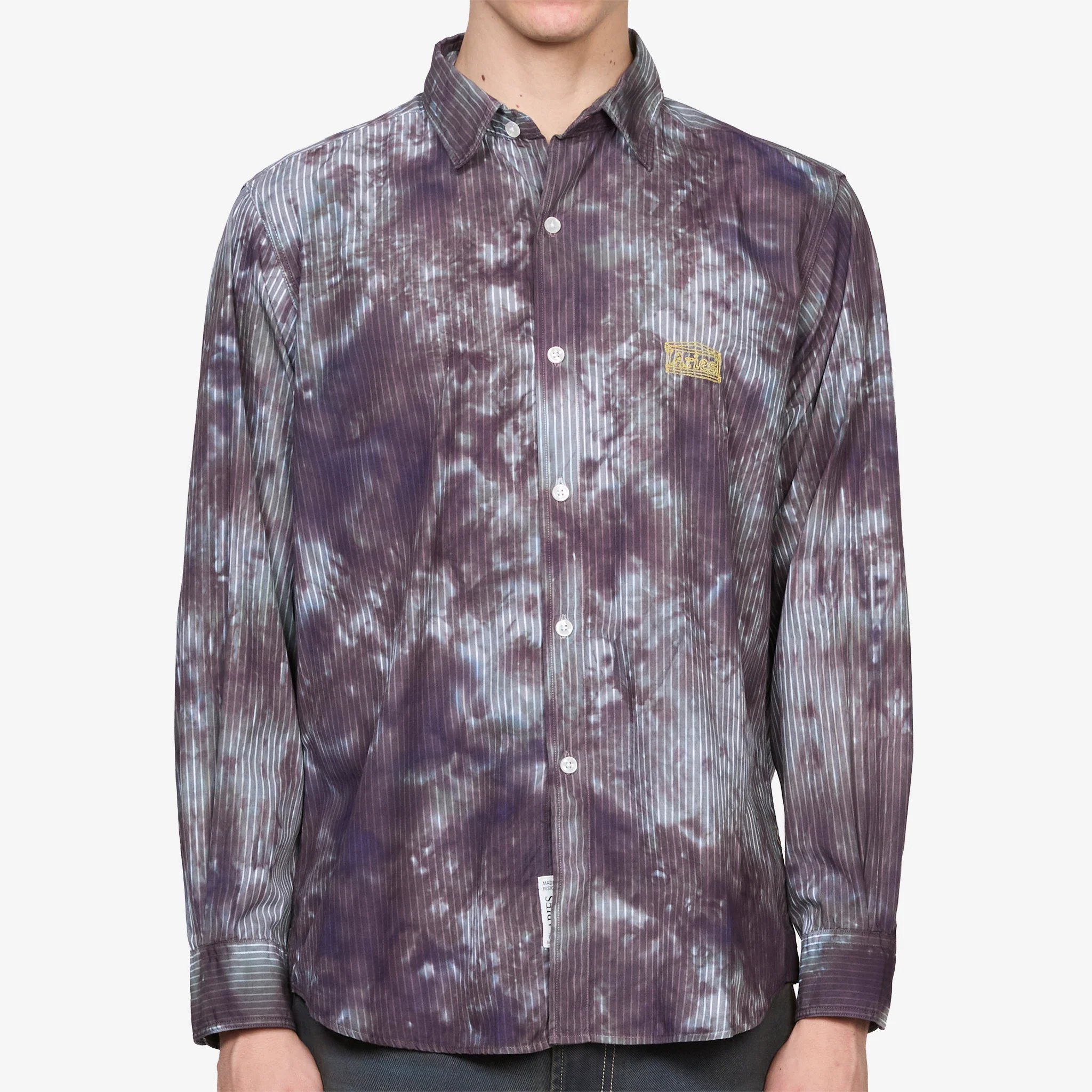 Tie Dye Stripe Poplin Shirt Black - Image 4