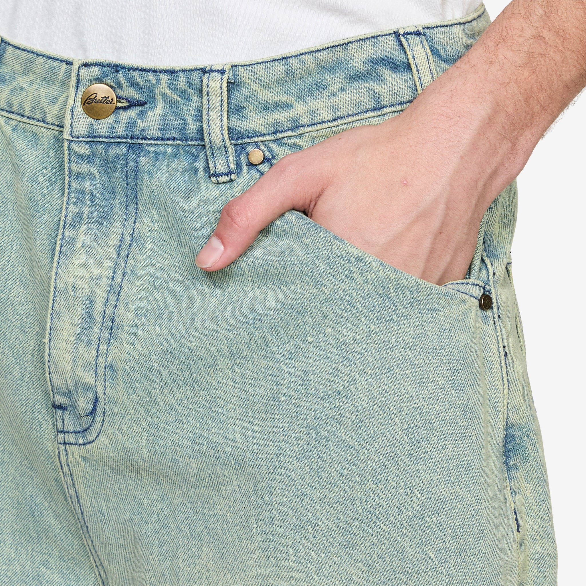 Trim Denim Shorts Sunfade Blue - Image 3