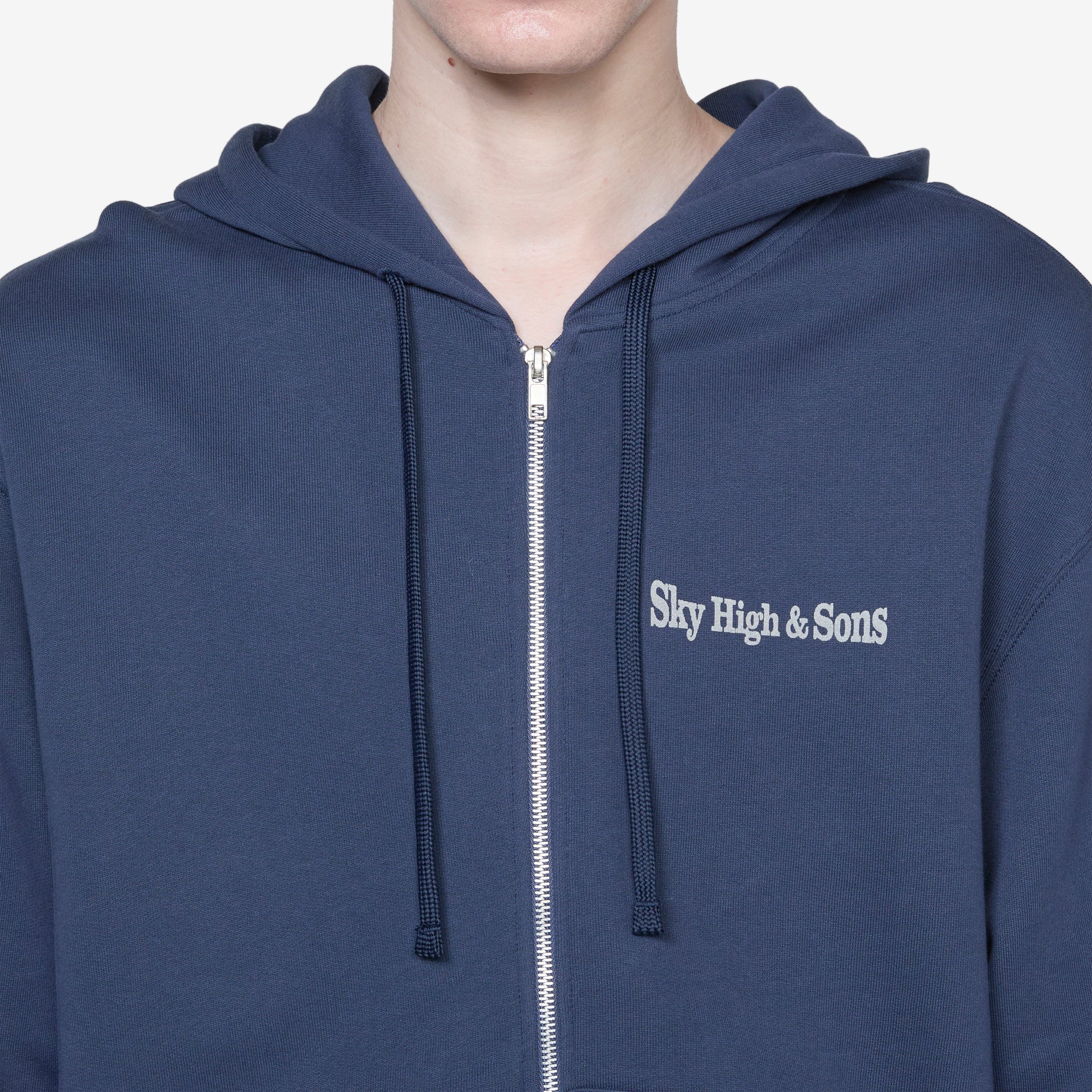 Unisex Sky High and Sons Zip-Up Hoodie Navy - Image 7