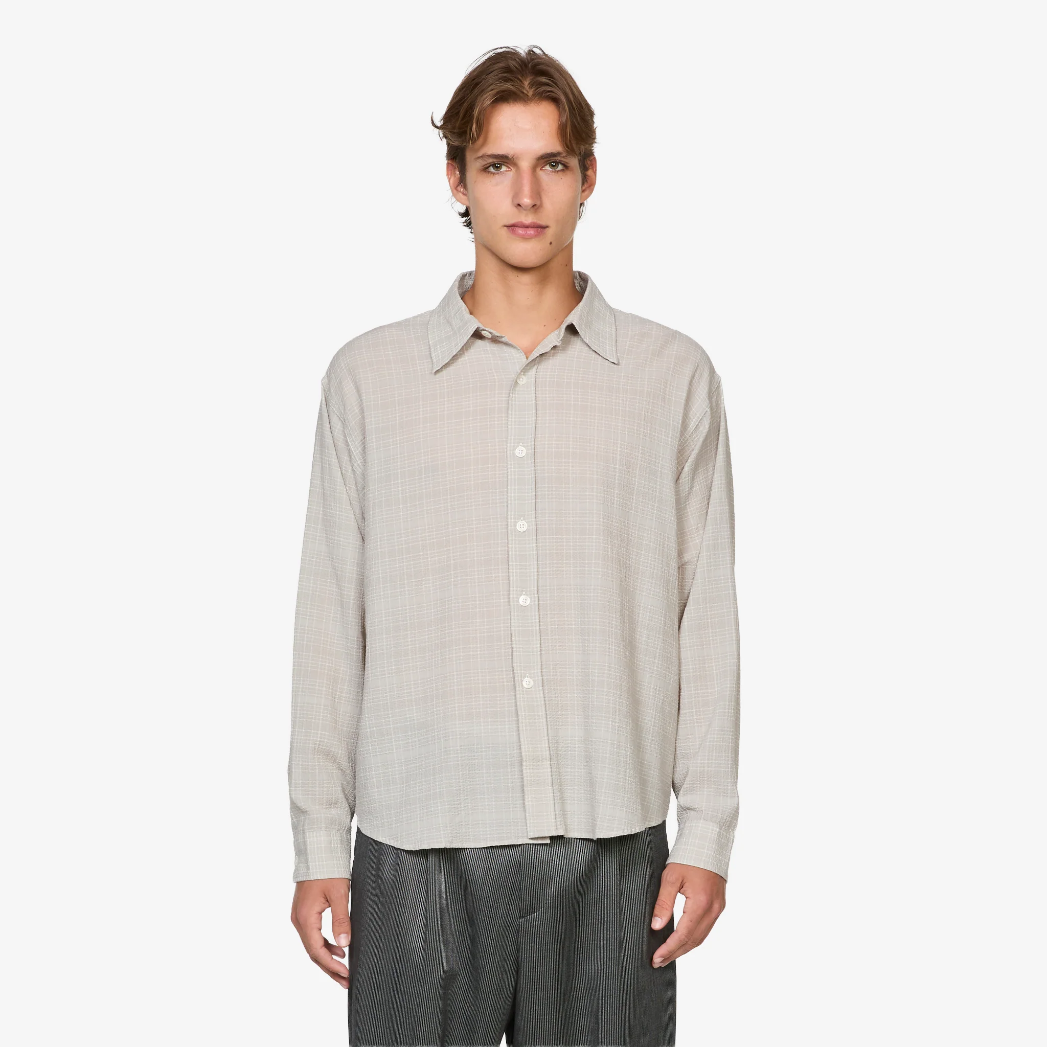 Vacation Shirt Chalk Seersucker Check