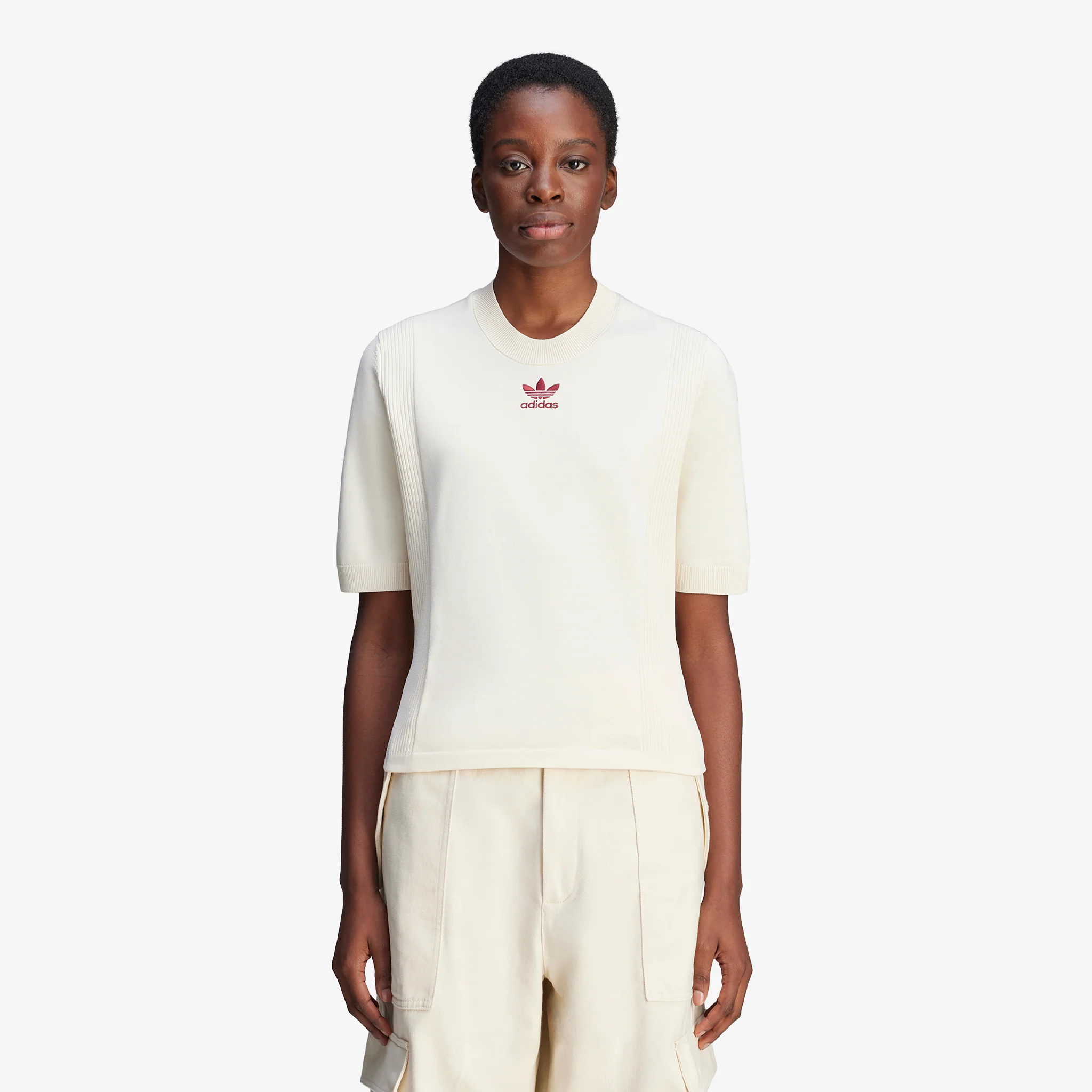 Wales Bonner x Women's Knit Short Sleeve Top Wonder White - Image 2