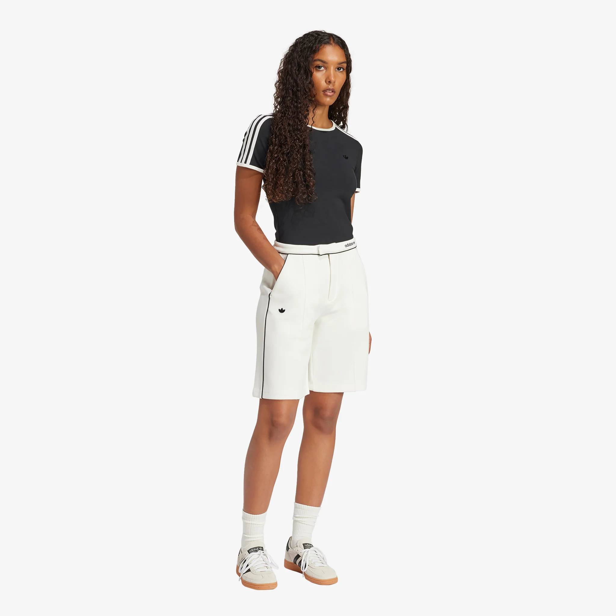 Women's Premium Tailored Bermuda Shorts Off White - Image 4