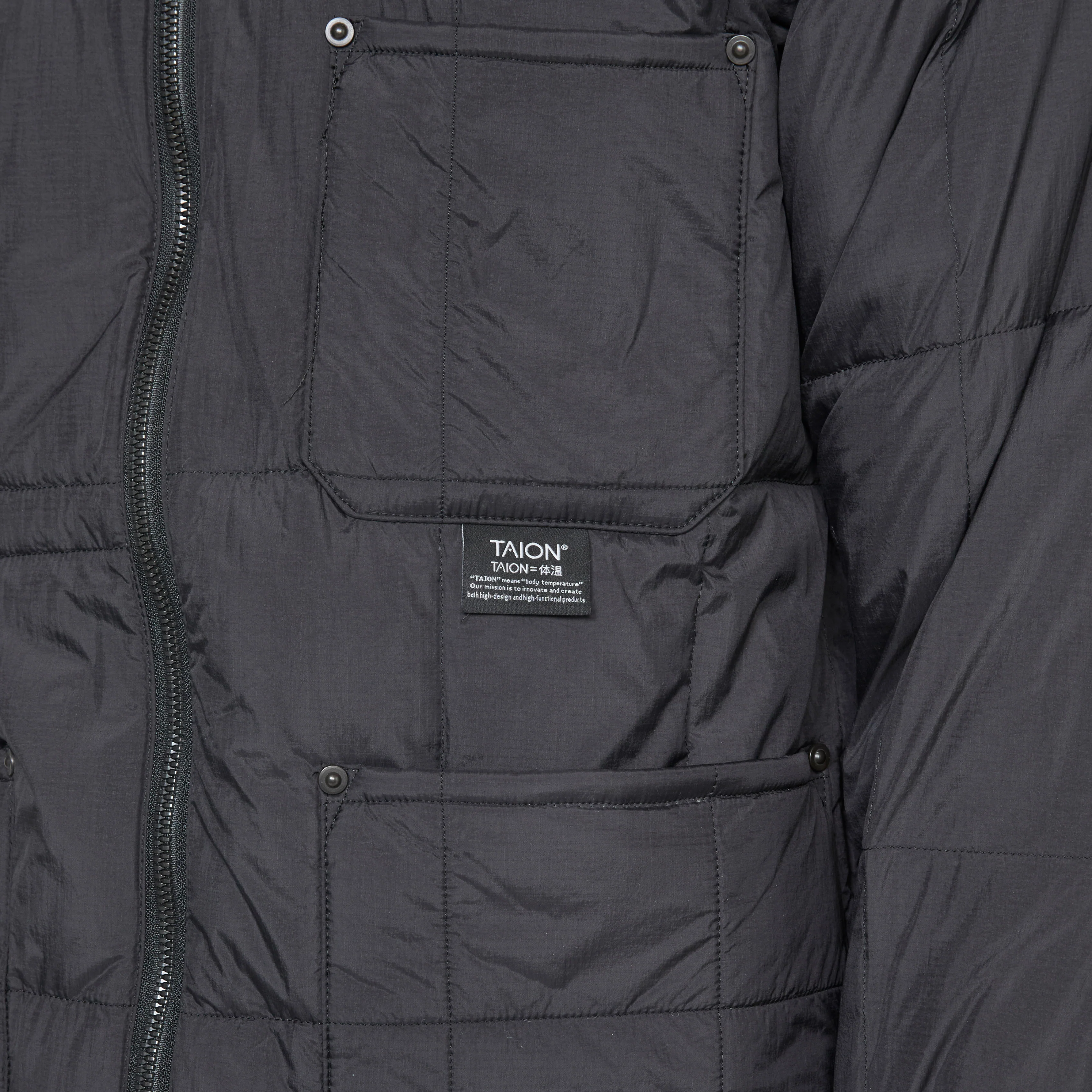 Work W-Zip Ribbed Neck Down Jacket Black - Image 2