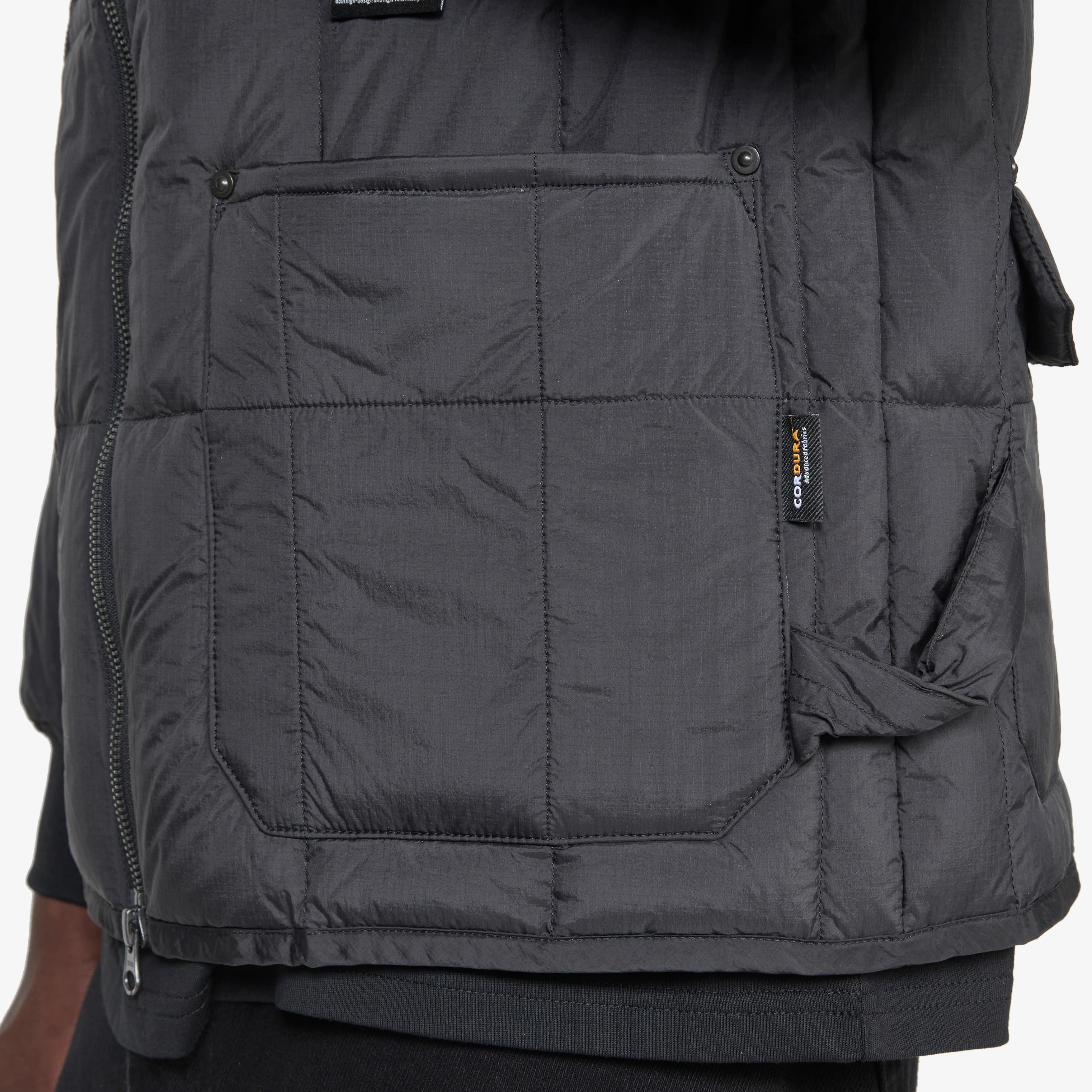 Work W-Zip Ribbed Neck Down Jacket Black - Image 3