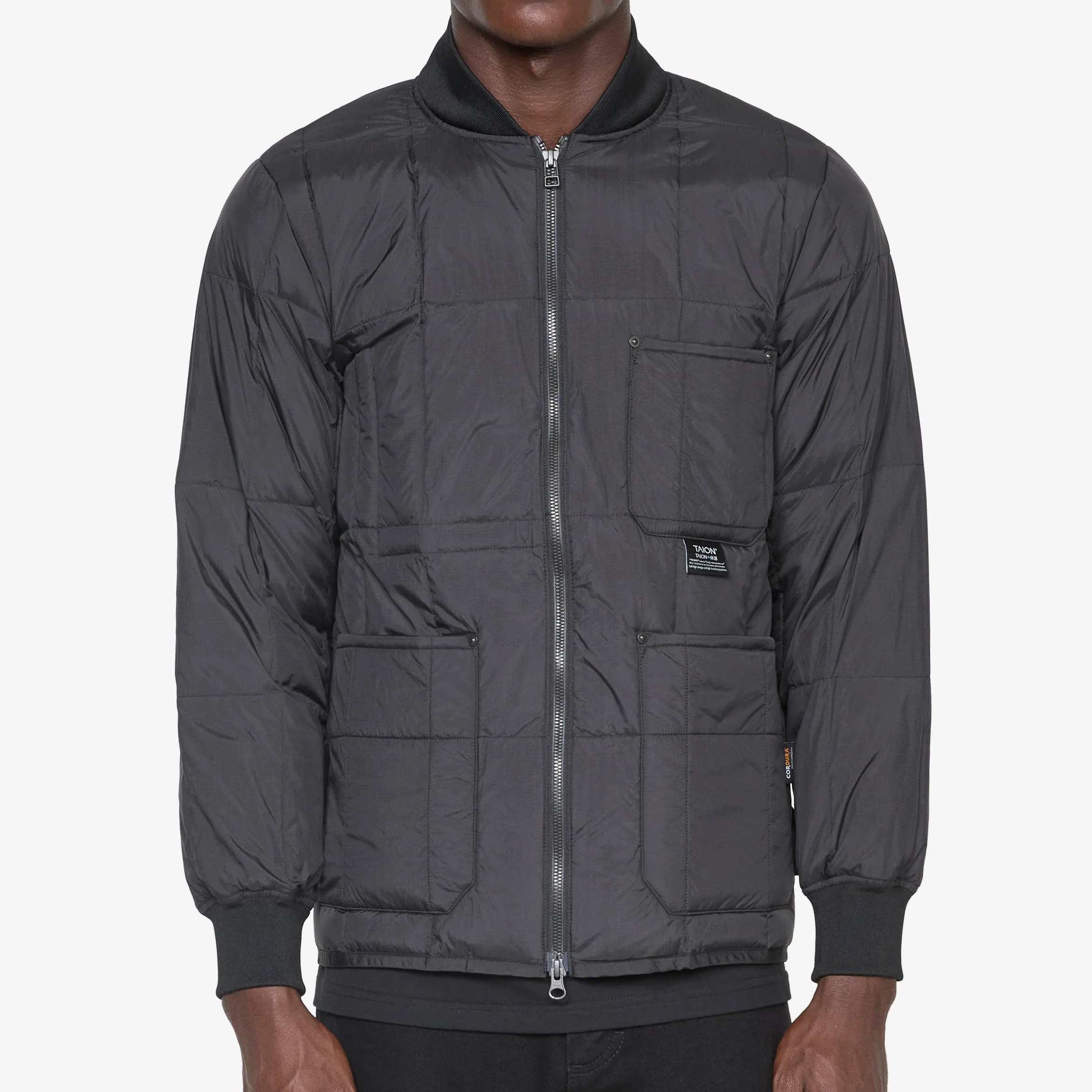 Work W-Zip Ribbed Neck Down Jacket Black - Image 4