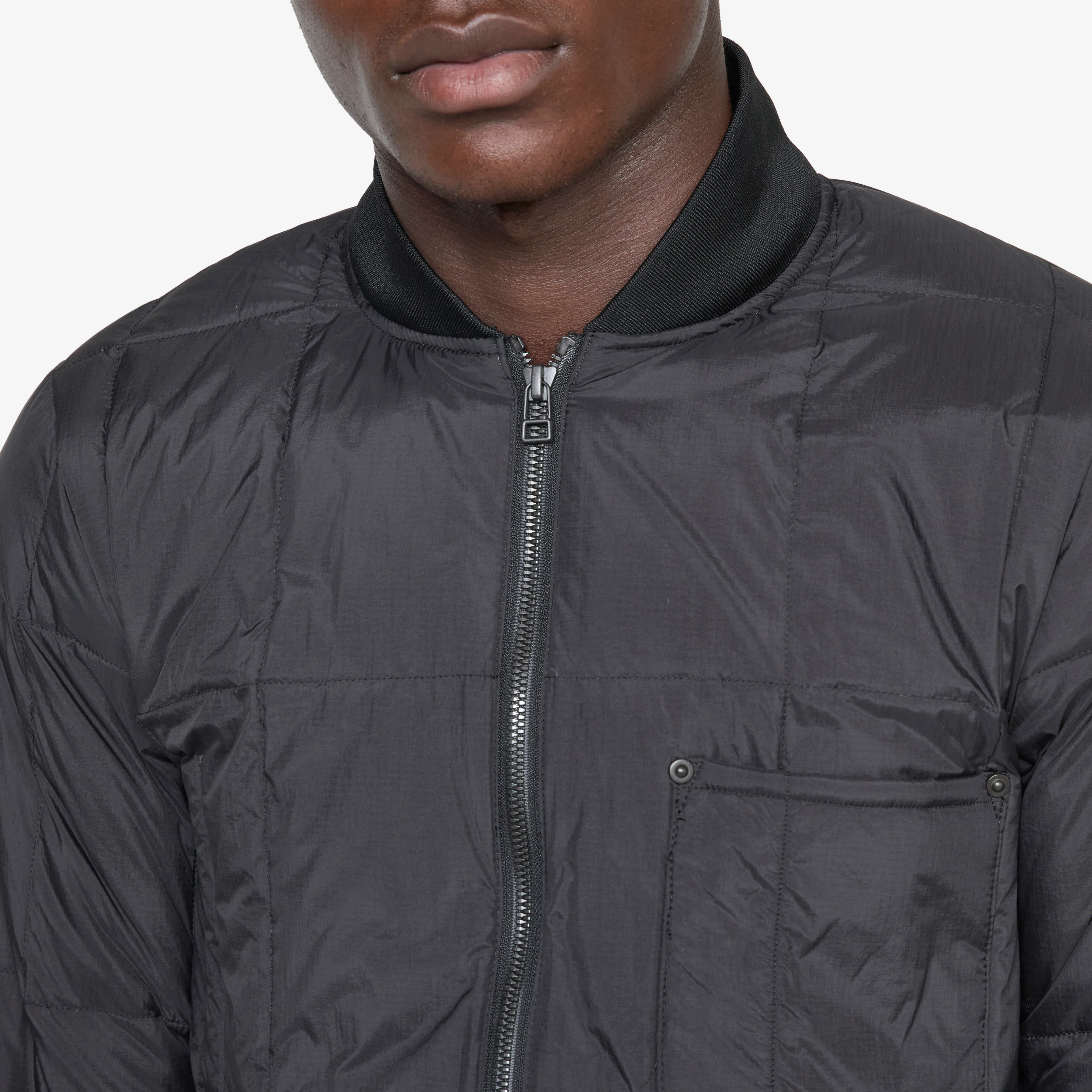 Work W-Zip Ribbed Neck Down Jacket Black - Image 7