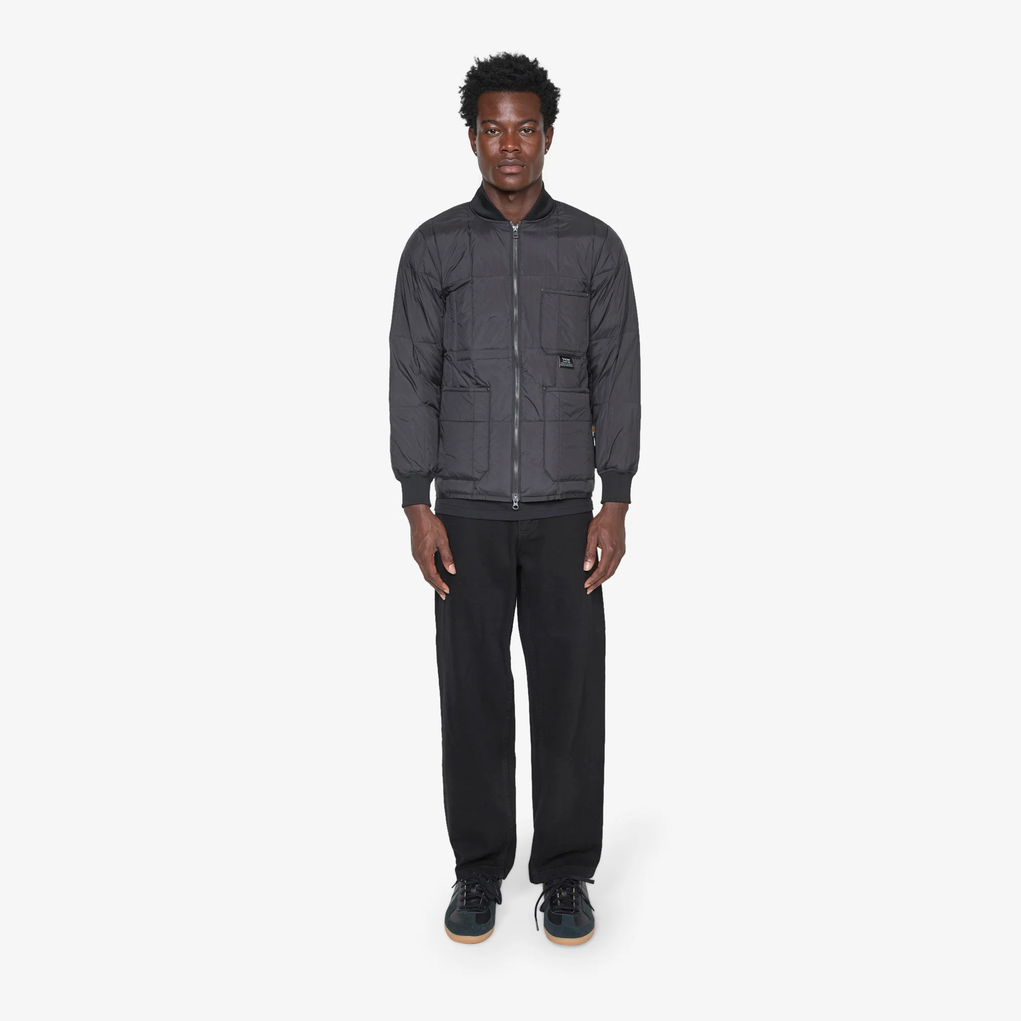 Work W-Zip Ribbed Neck Down Jacket Black - Image 8