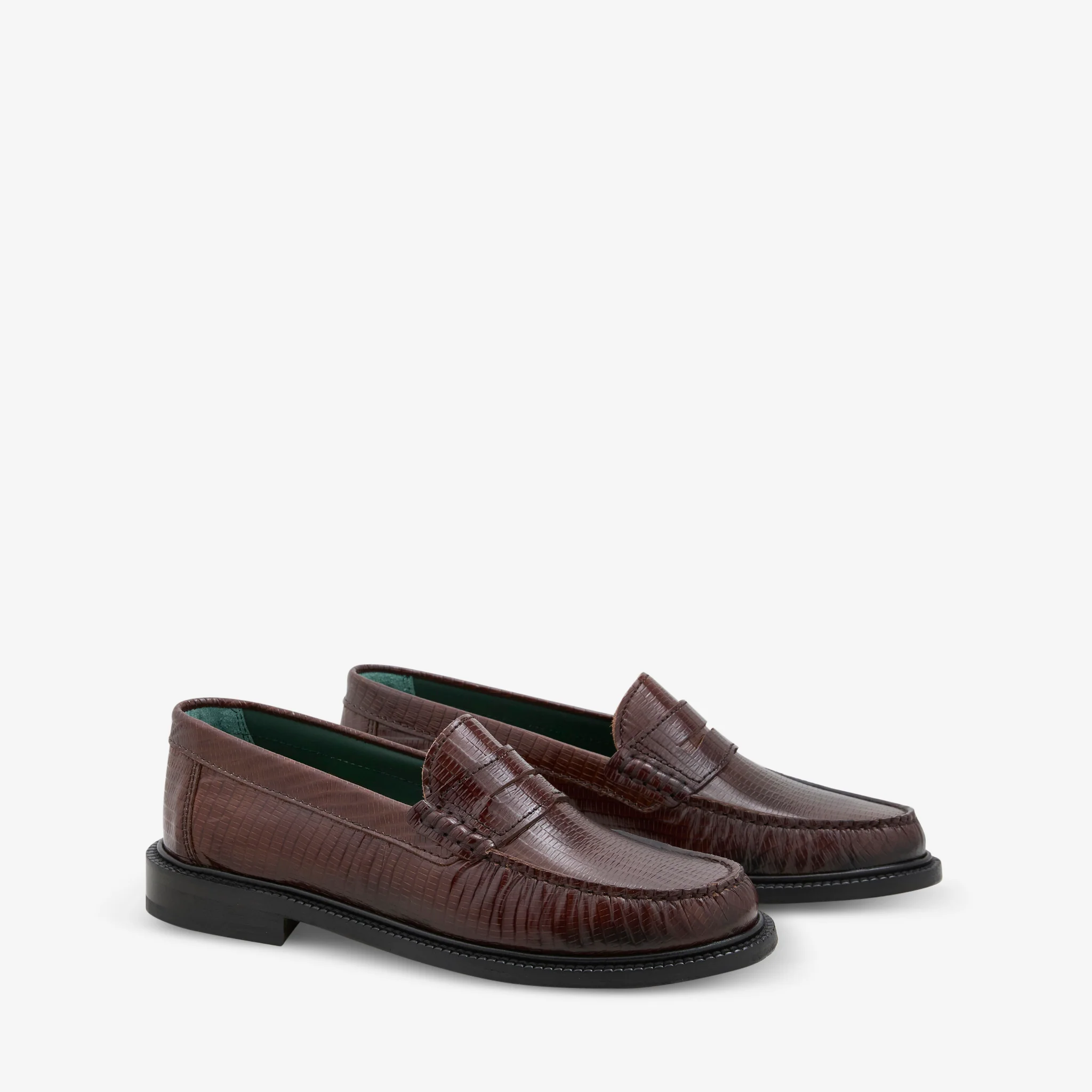 Yardee Moccasin Loafer Brown Lizard Pattern